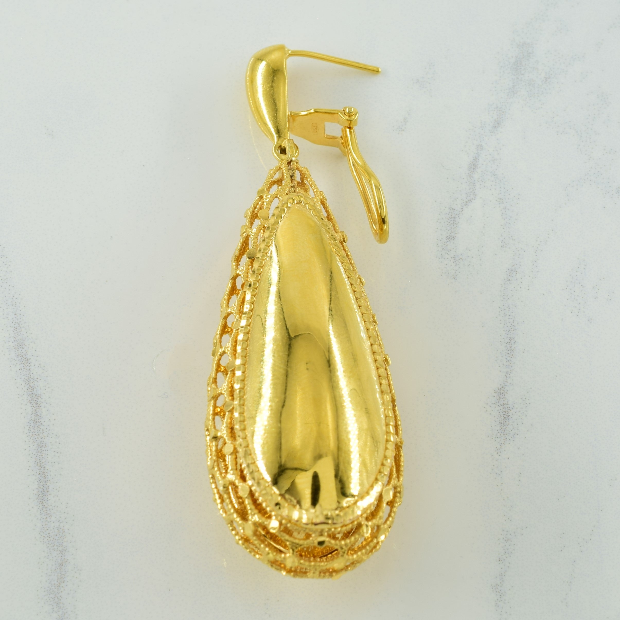 18k Yellow Gold Statement Drop Stud Earrings