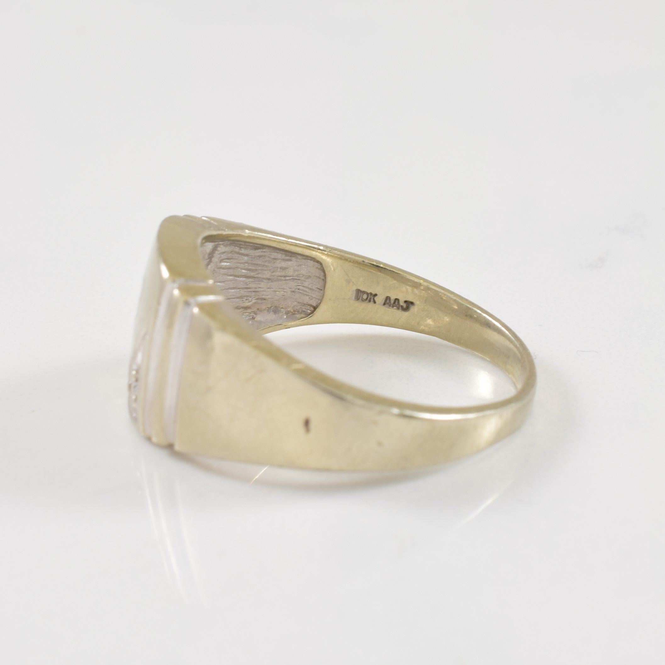 Single Stone Diamond 'E' Initial Signet Ring | 0.02ct | SZ 9.75 |