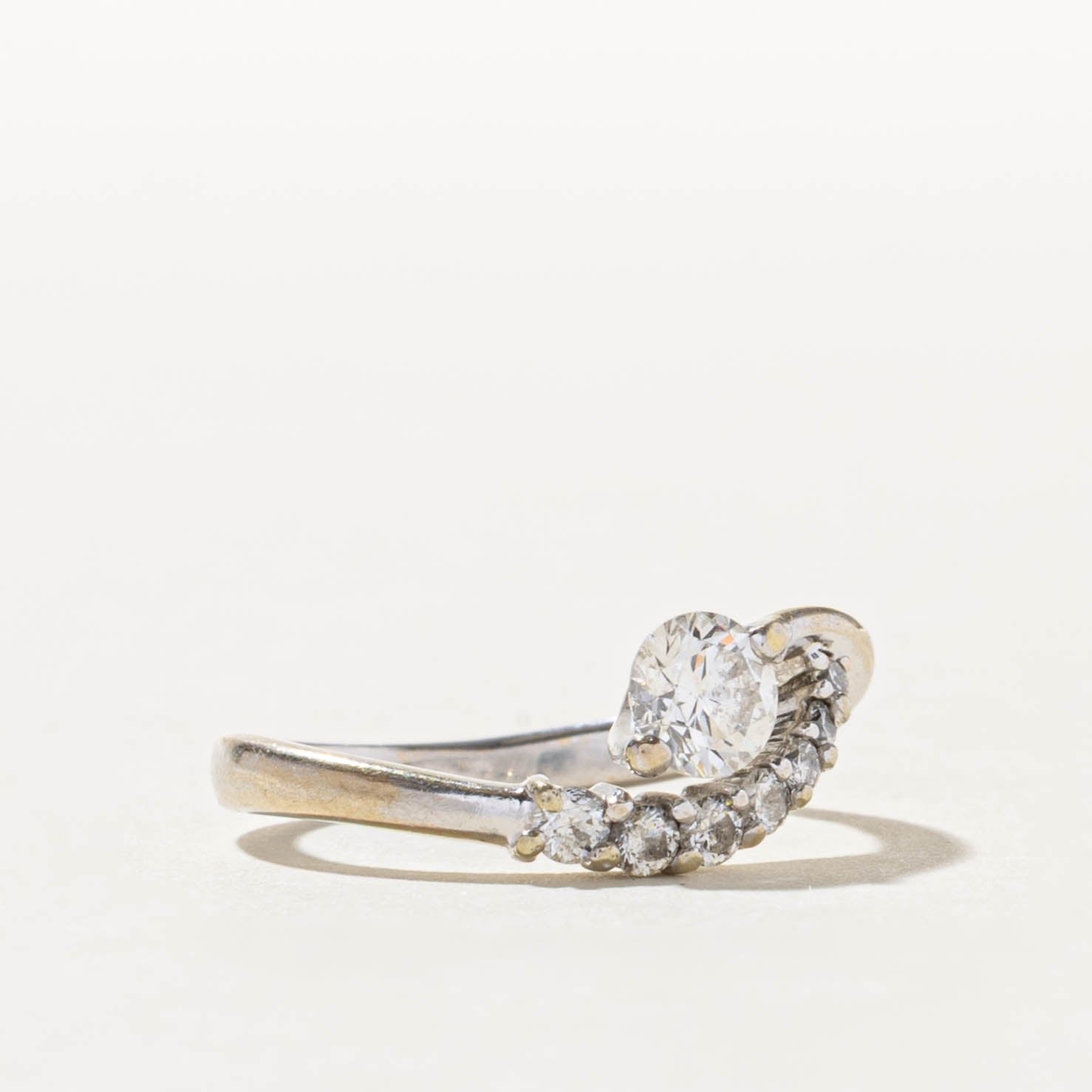 18k White Gold Diamond Waterfall Bypass Ring | 0.56ctw | SZ 4.5