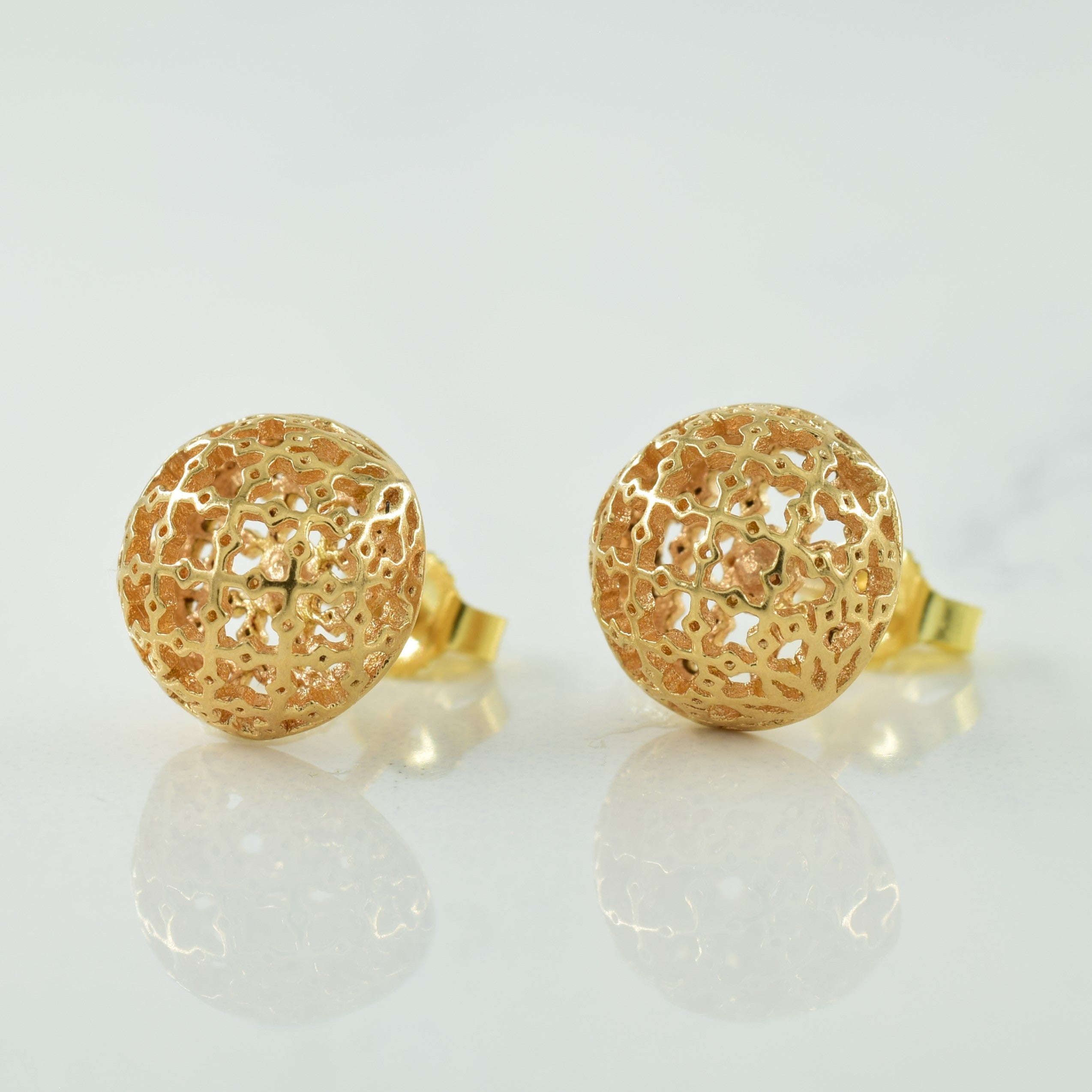 18k Yellow Gold Filigree Stud Earrings |