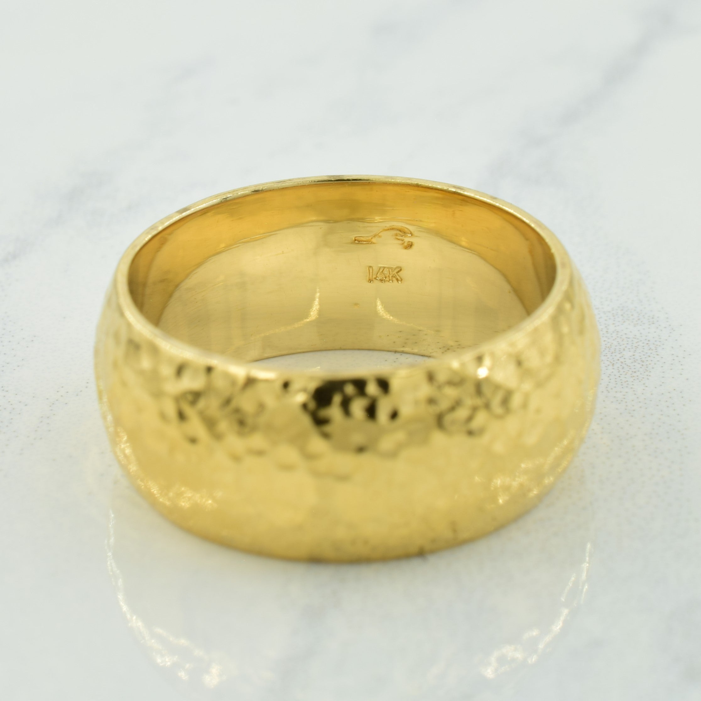 14k Yellow Gold Textured Cigar Band | SZ 10.5 |