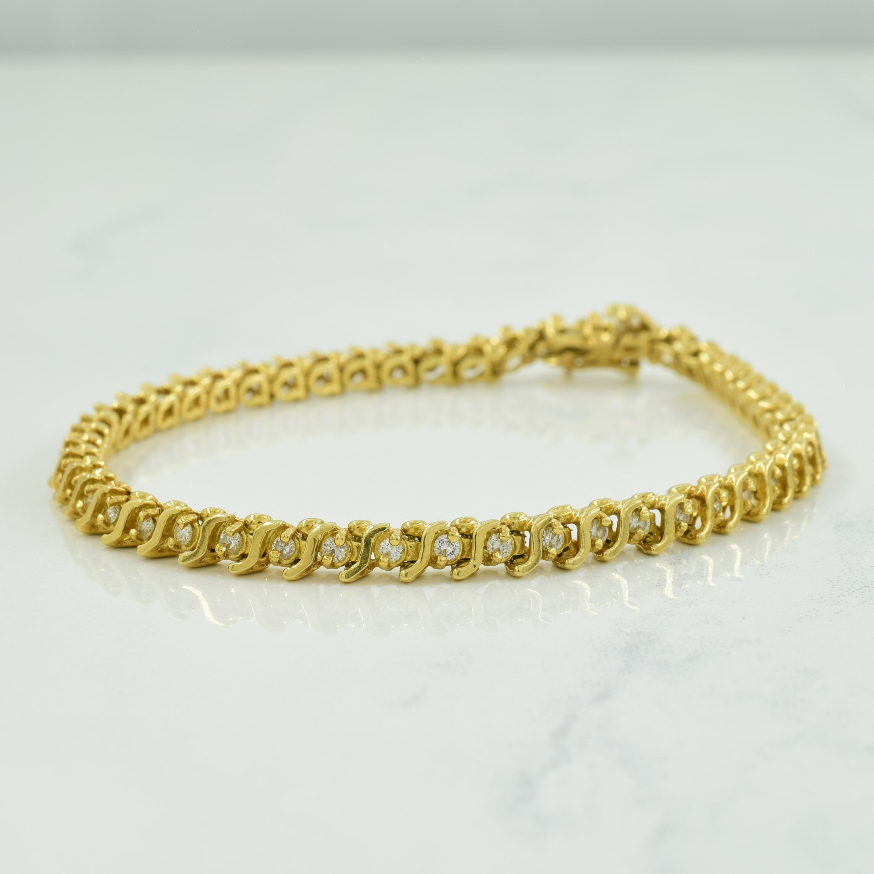 Diamond Tennis 14k Yellow Gold Bracelet | 1.00ctw | 7" |