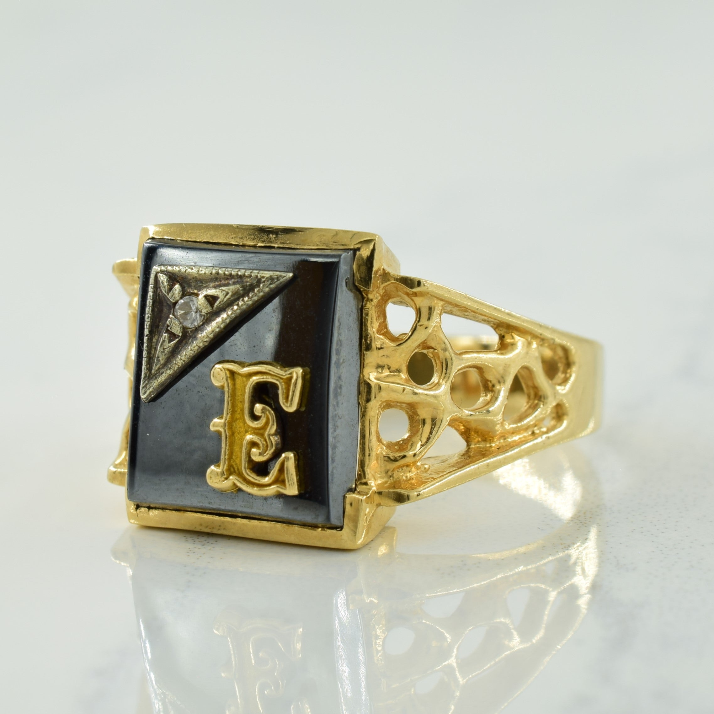 Hematite & Synthetic Spinel Signet Ring | 8.50ctw | SZ 9 |