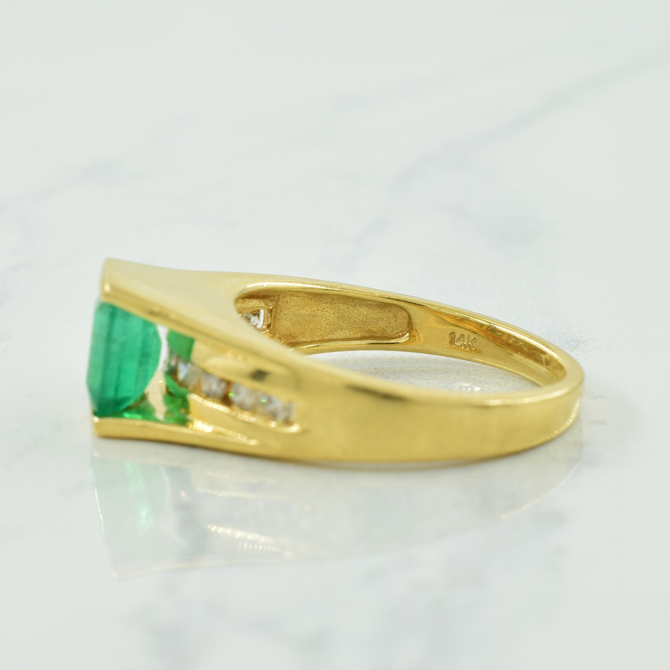 Emerald & Diamond Ring | 1.00ct, 0.33ctw | SZ 7 |