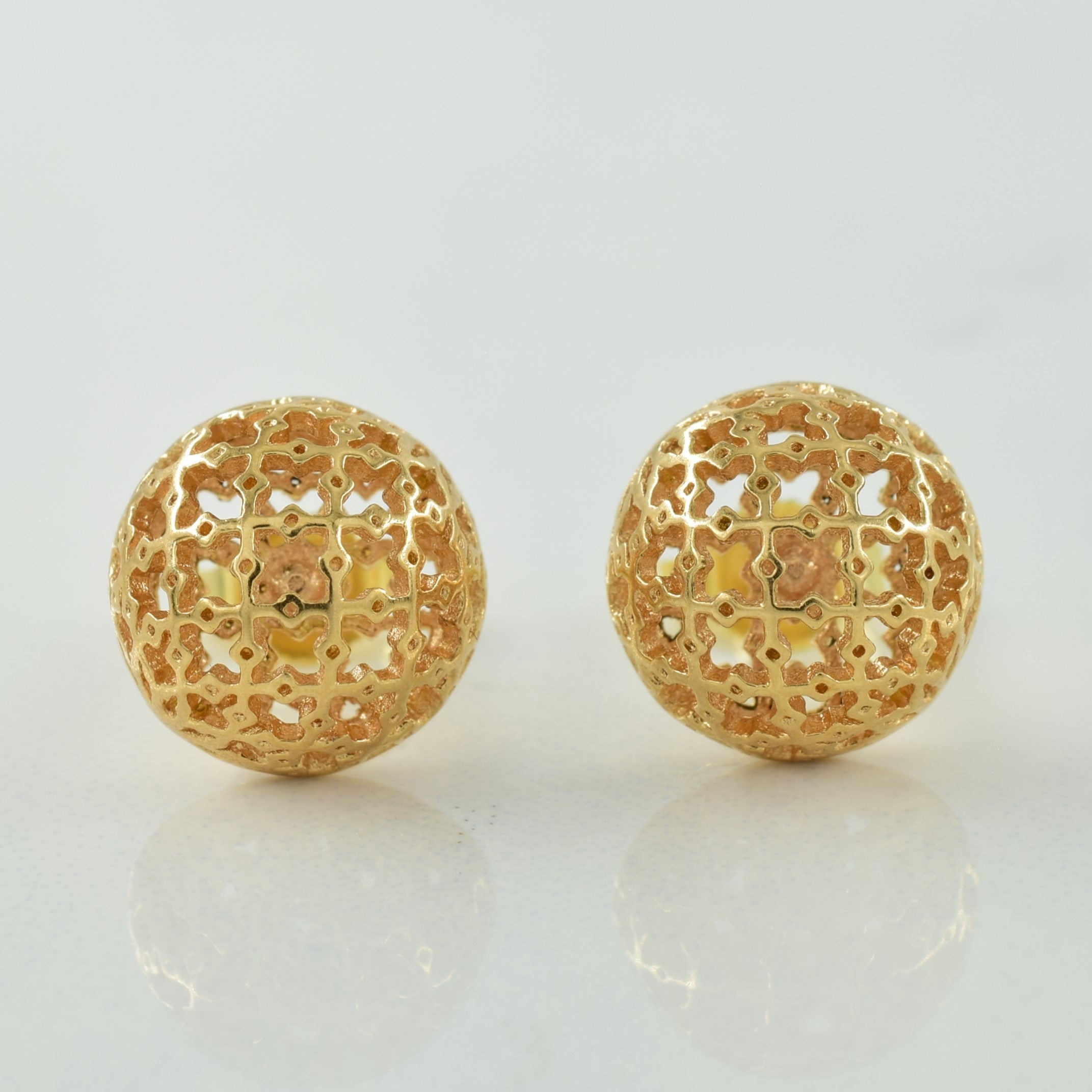 18k Yellow Gold Filigree Stud Earrings |