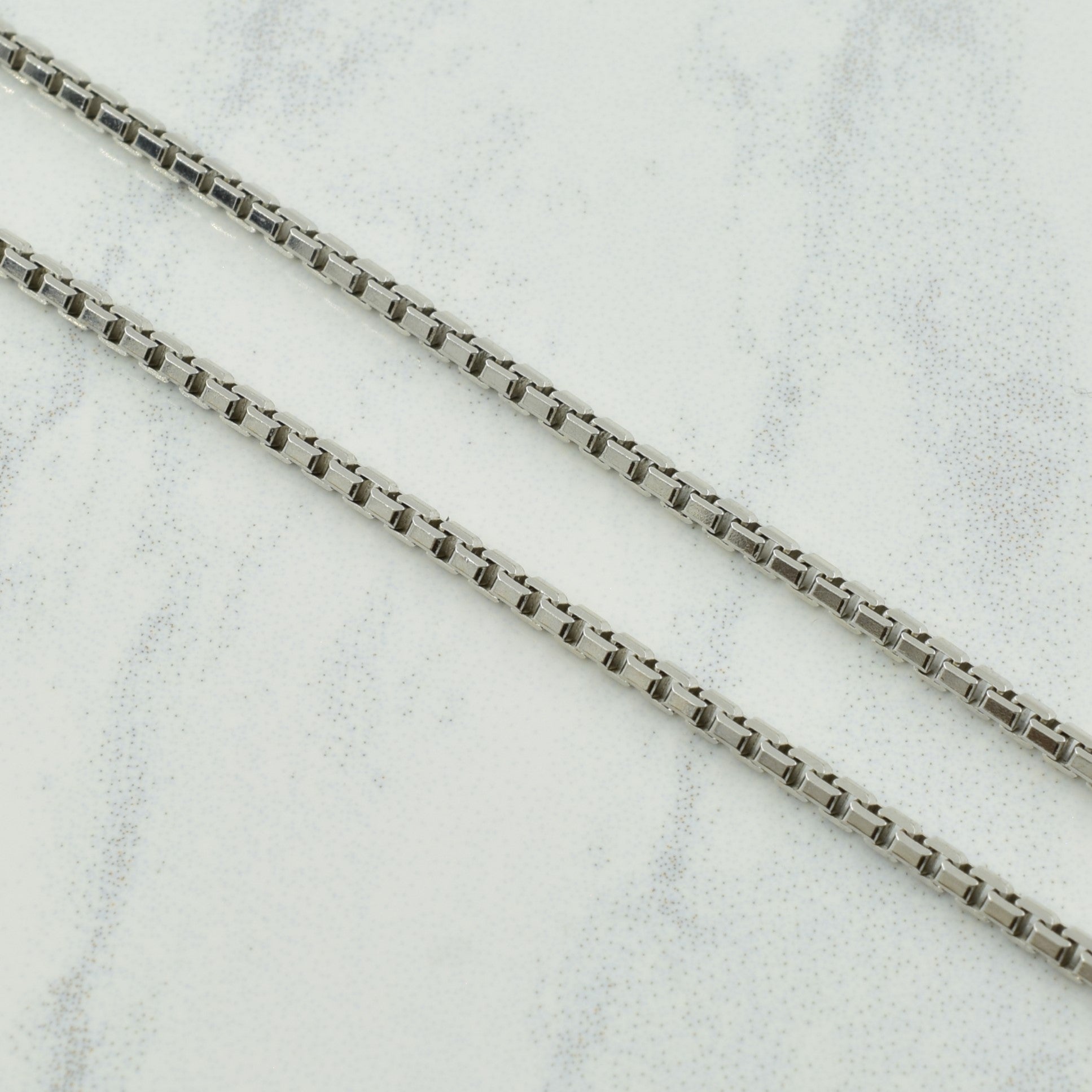 14k White Gold Italian Hallmark Box Chain | 18" |