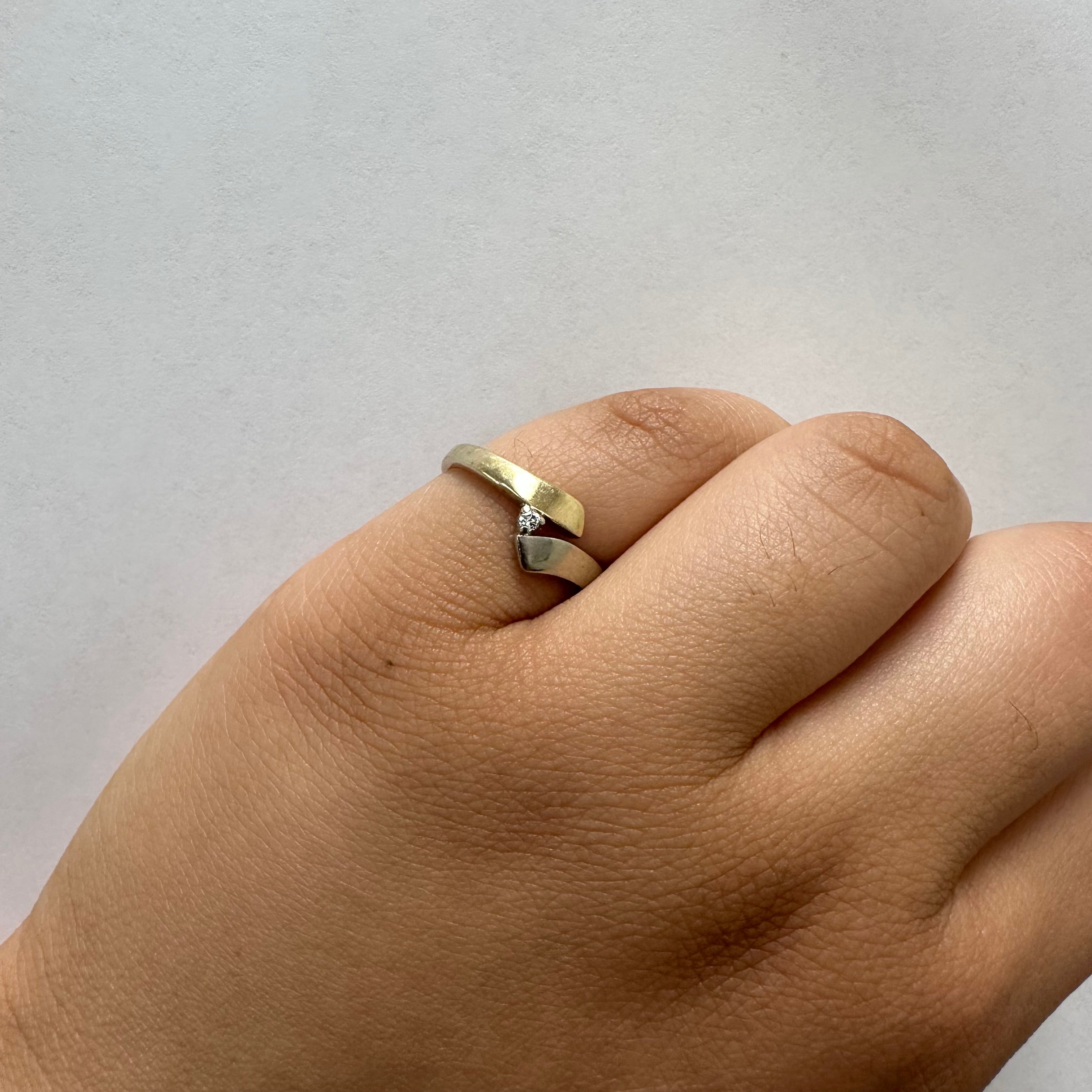 Two Tone Diamond Bypass Ring | 0.02ct | SZ 7 |