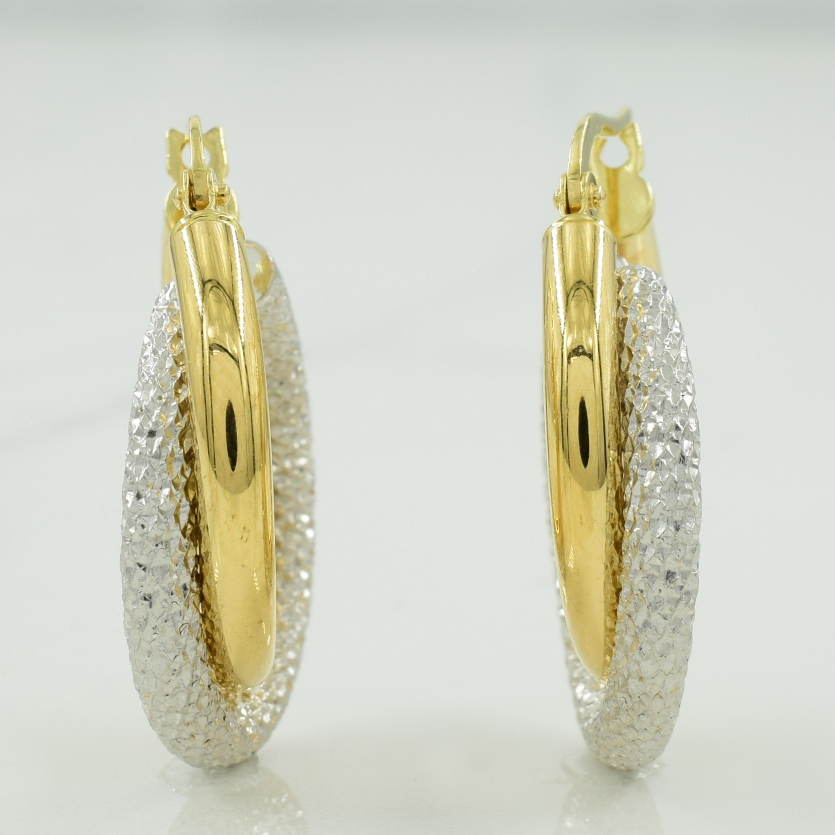 18k Two Tone Gold Hoop Earrings |