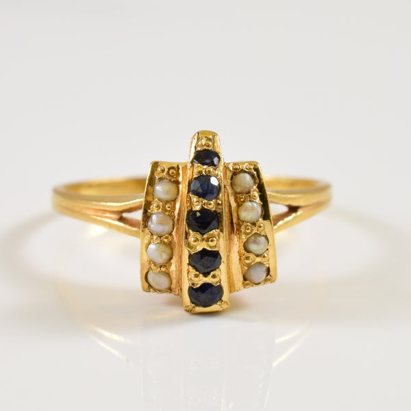22k Sapphire & Seed Pearl Ring| 0.25ctw | SZ 6.75 |