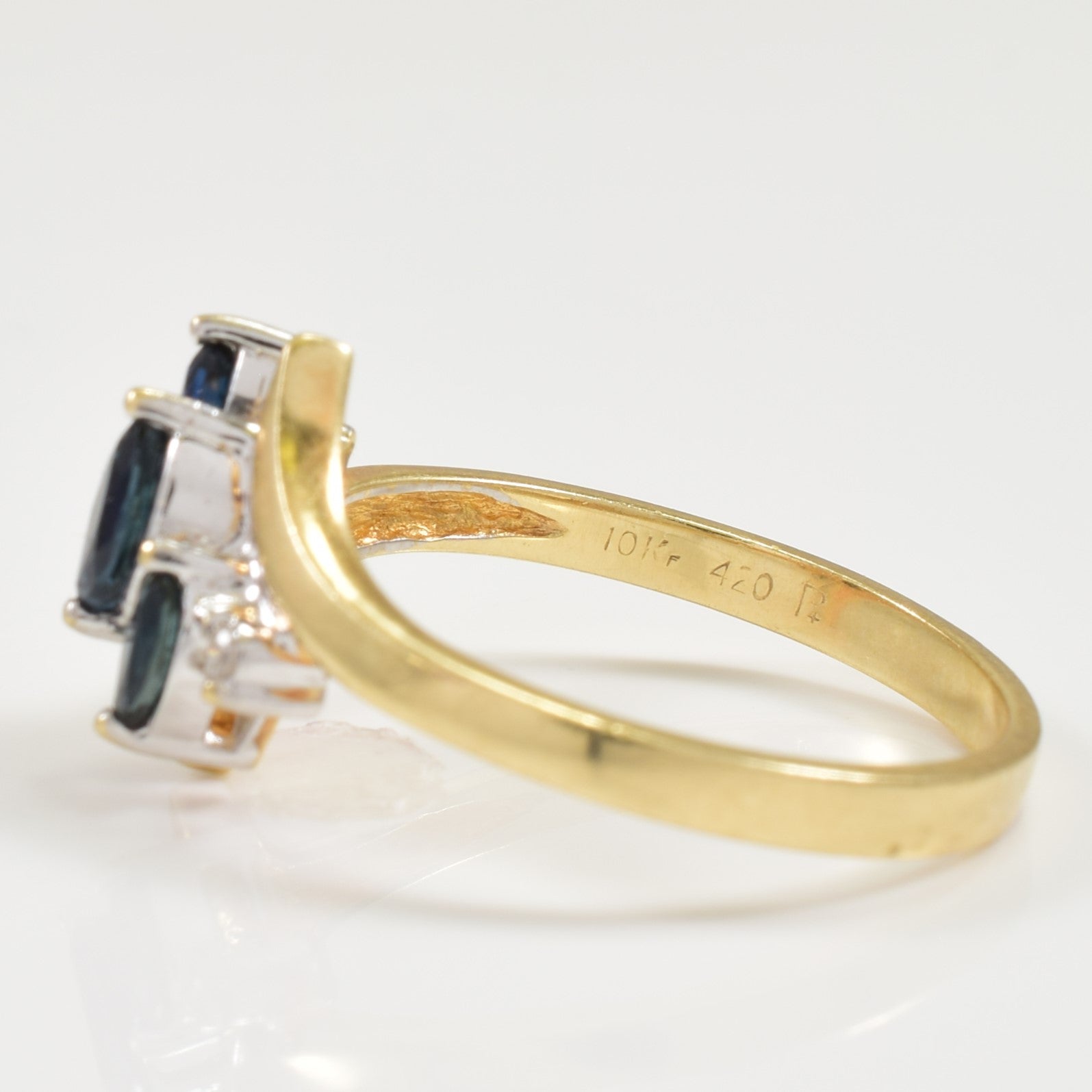 Blue Sapphire & Diamond Bypass Ring | 0.28ctw, 0.02ctw | SZ 6.75 |