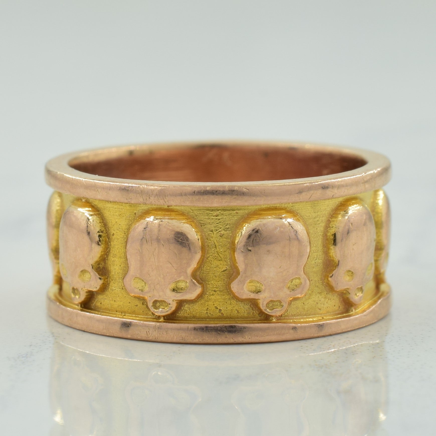 14k Two Tone Gold Skull Ring | SZ 6.25 |