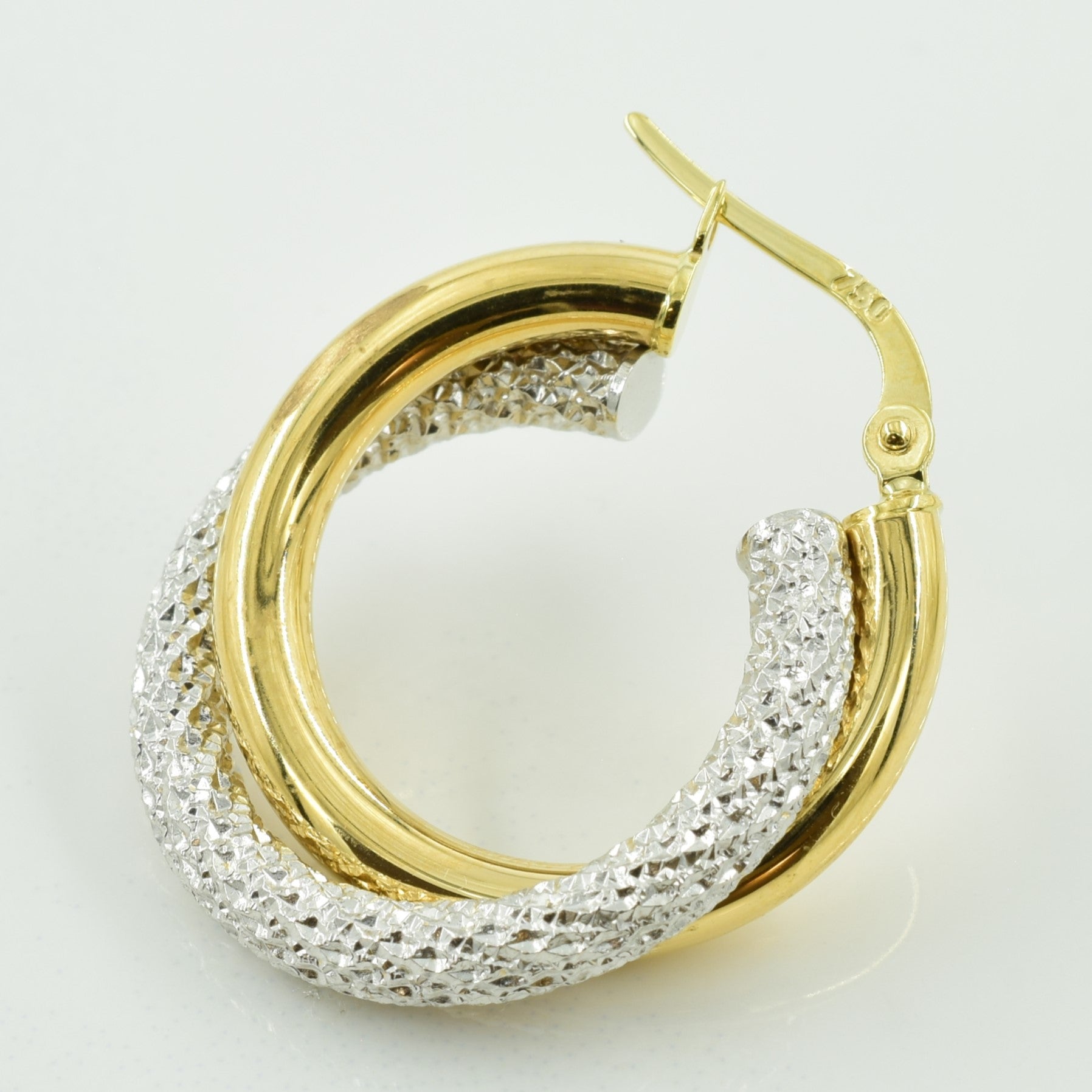 18k Two Tone Gold Hoop Earrings |