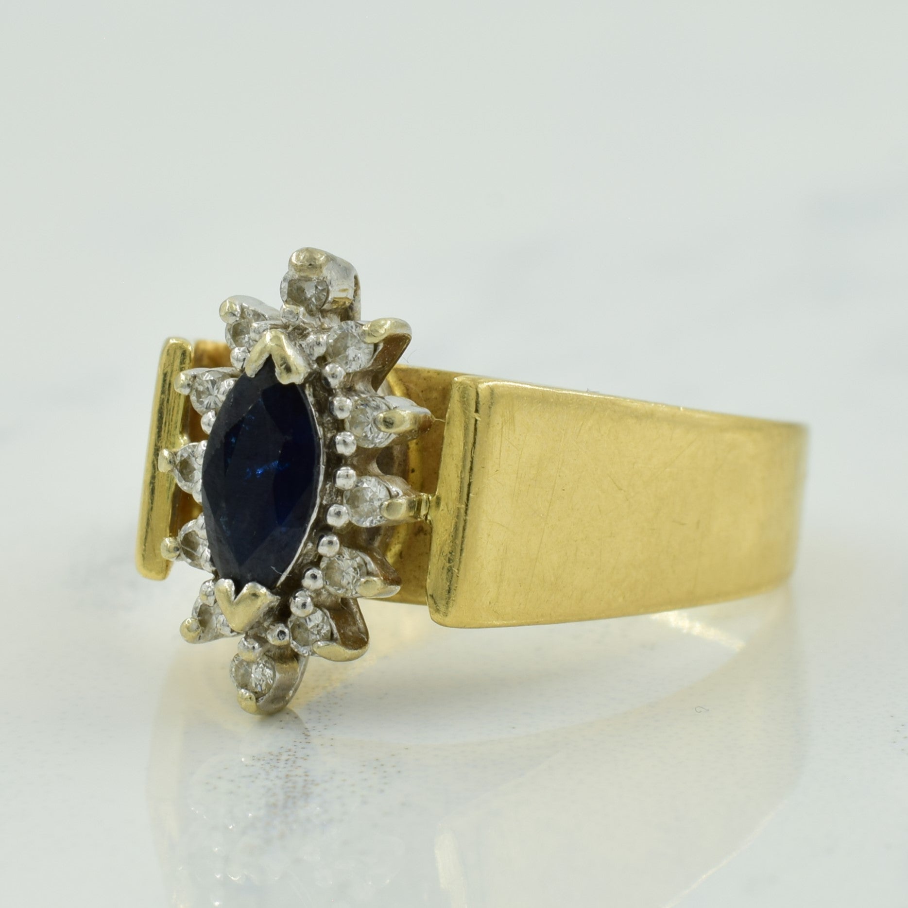 Sapphire & Diamond Cathedral Ring | 0.37ct, 0.12ctw | SZ 6 |