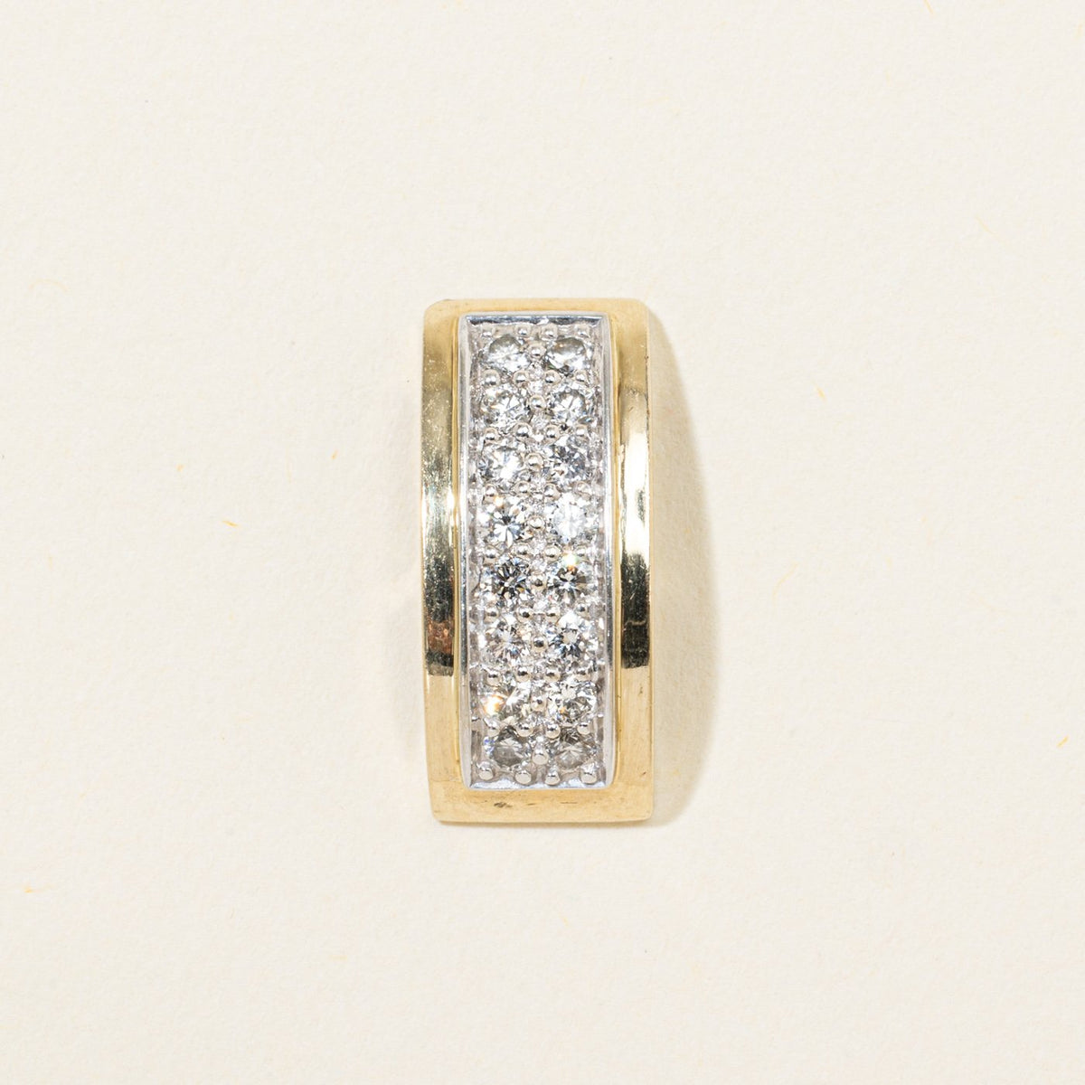10k Pave Set Diamond Bar Drop Pendant | 0.48ctw