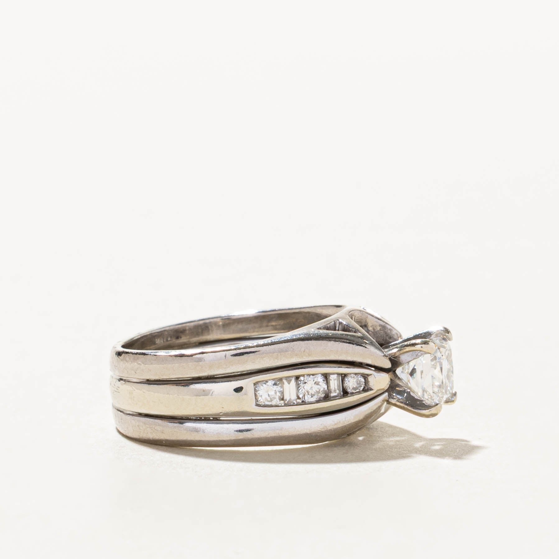 14k Princess Cut Diamond Grooved Chunky Ring | 0.68ct VVS2 F, 0.30ctw | SZ 5