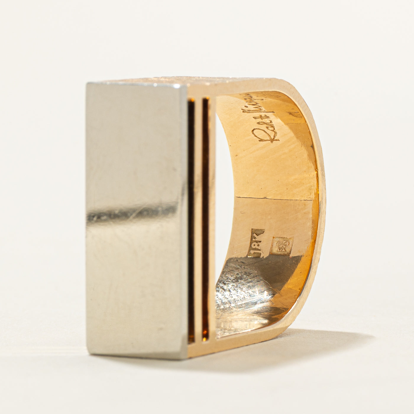 18k Two Tone Gold High Set Ring | SZ 10.25 |