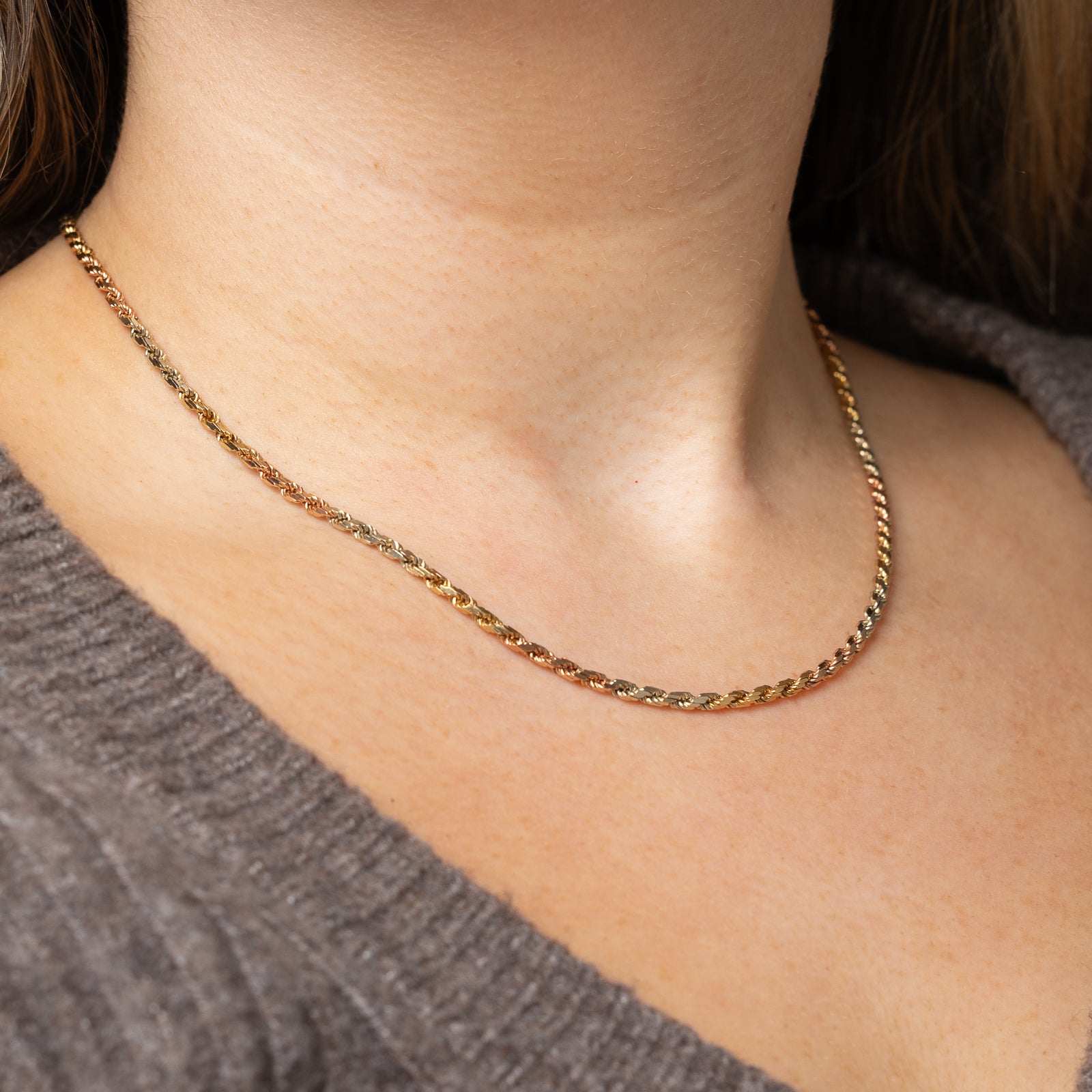 14k Tri Tone Rope Chain | 17.75" |