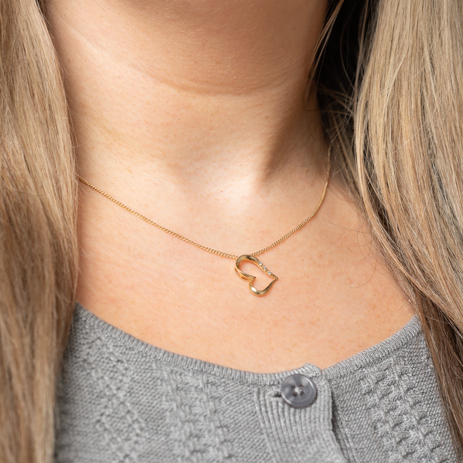 Three Stone Diamond Heart Pendant | 0.05ctw |