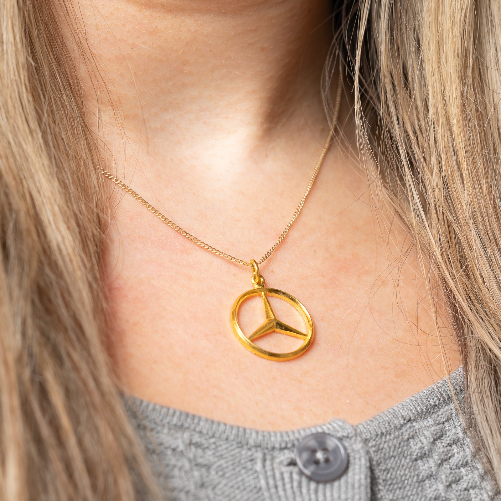 24k Yellow Gold Mercedes Benz Charm |