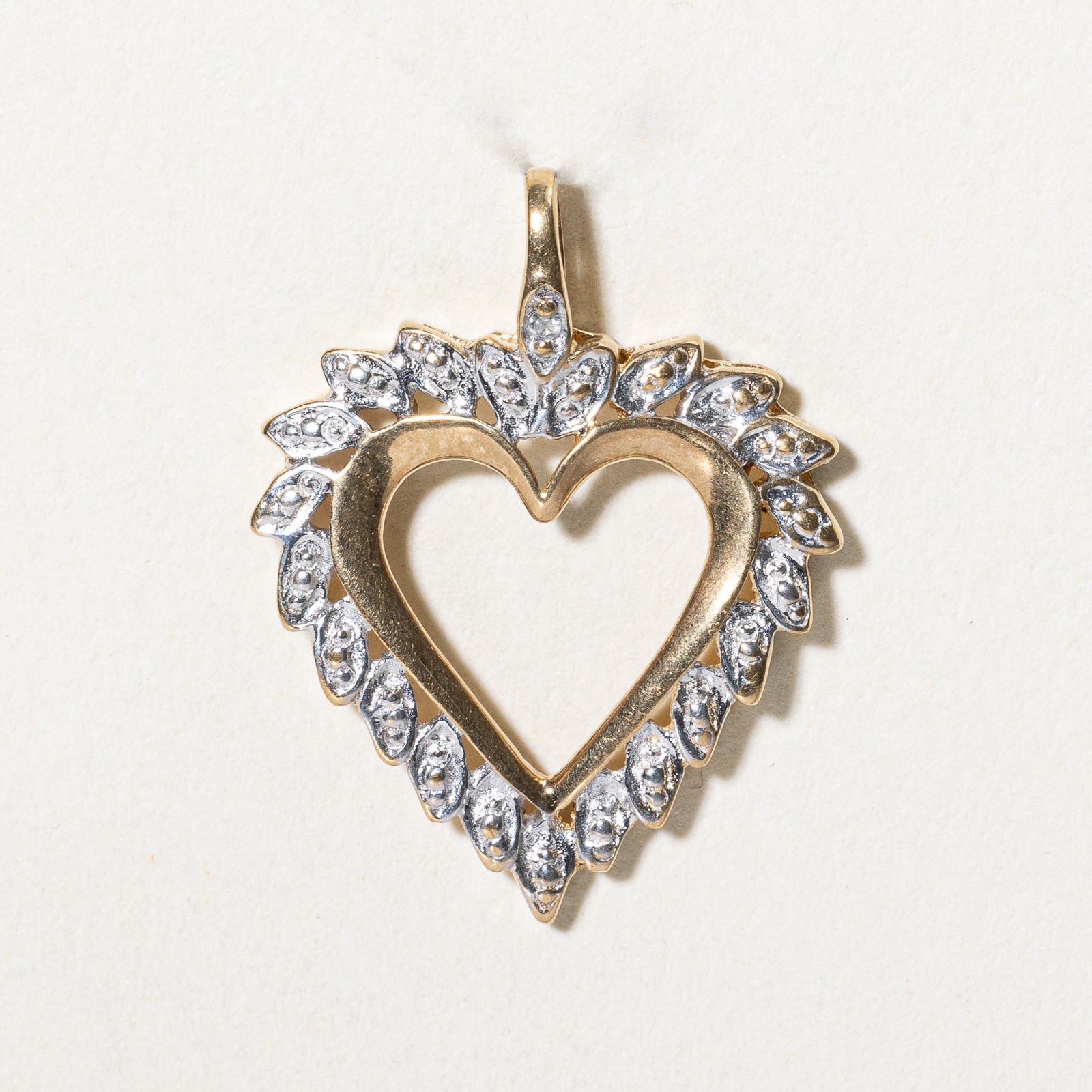 Two Tone Gold Diamond Heart Pendant | 0.005ct |