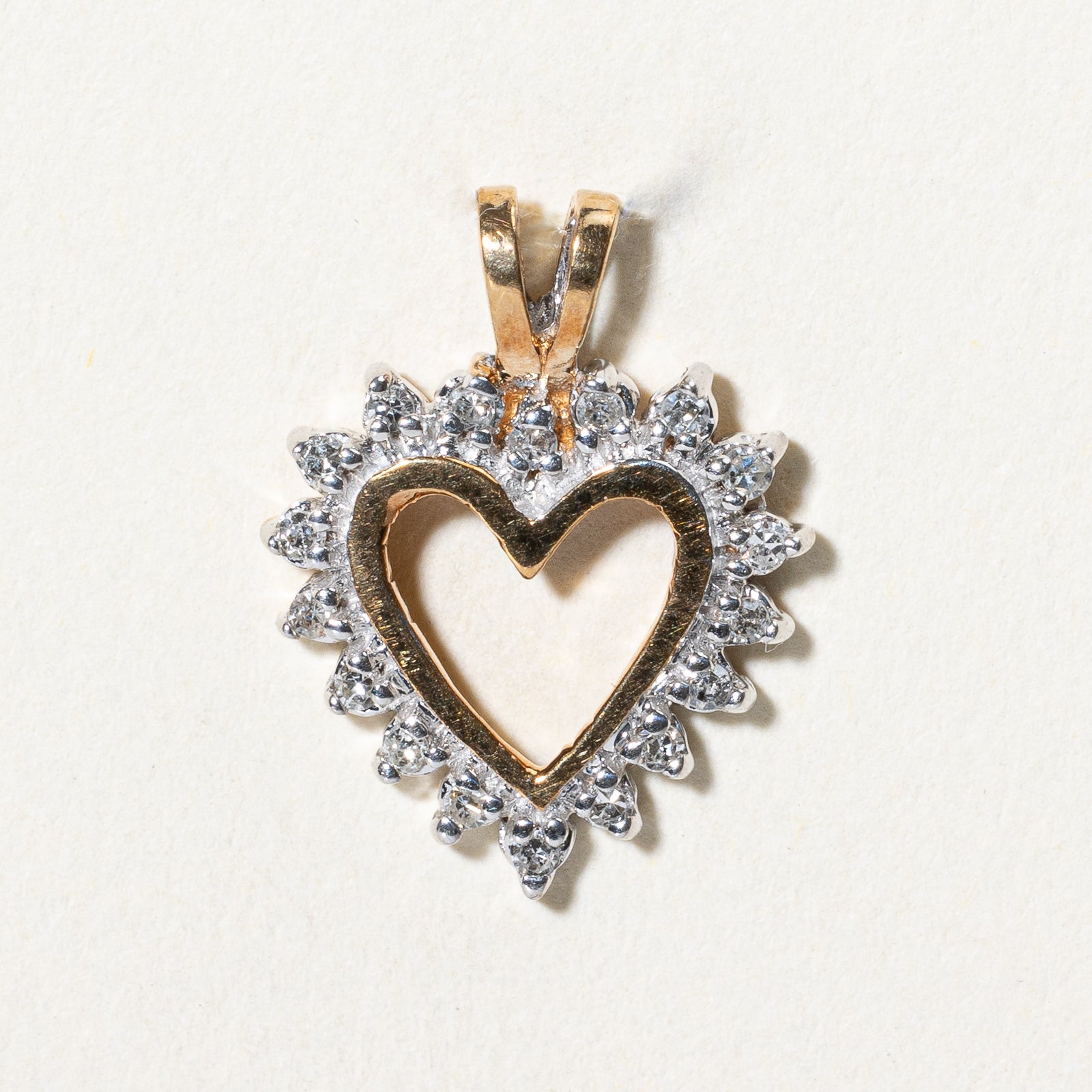 Two Tone Gold Diamond Heart Pendant | 0.12ctw |