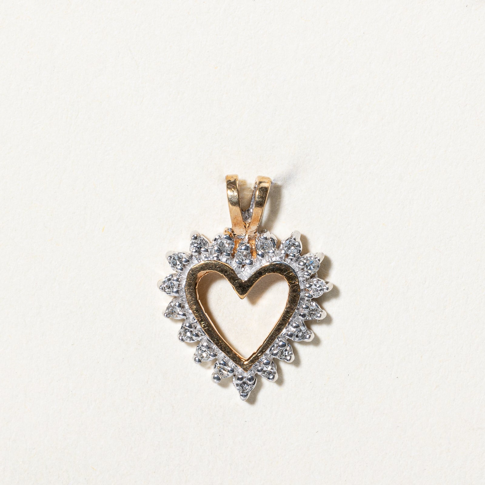 Two Tone Gold Diamond Heart Pendant | 0.12ctw |
