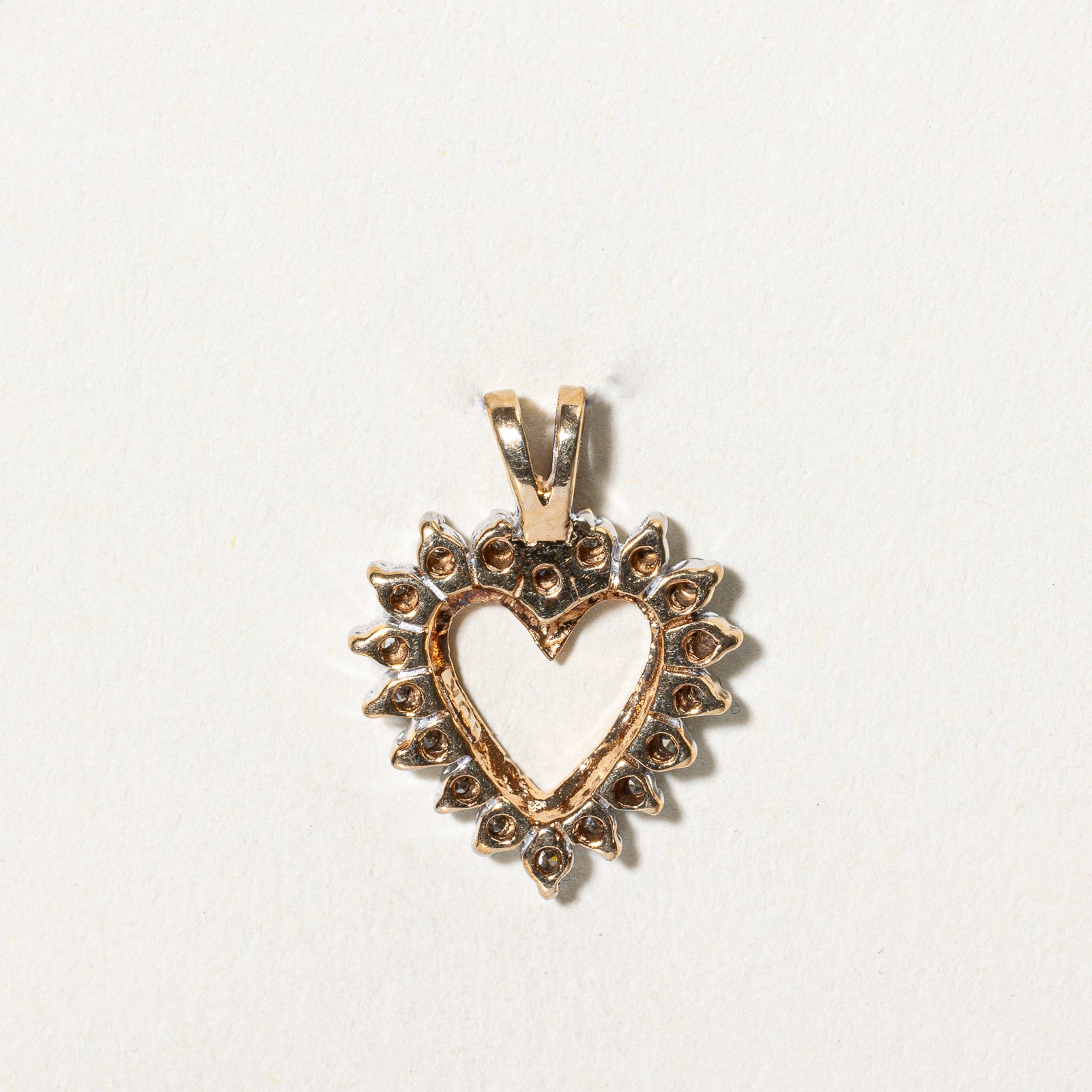 Two Tone Gold Diamond Heart Pendant | 0.12ctw |