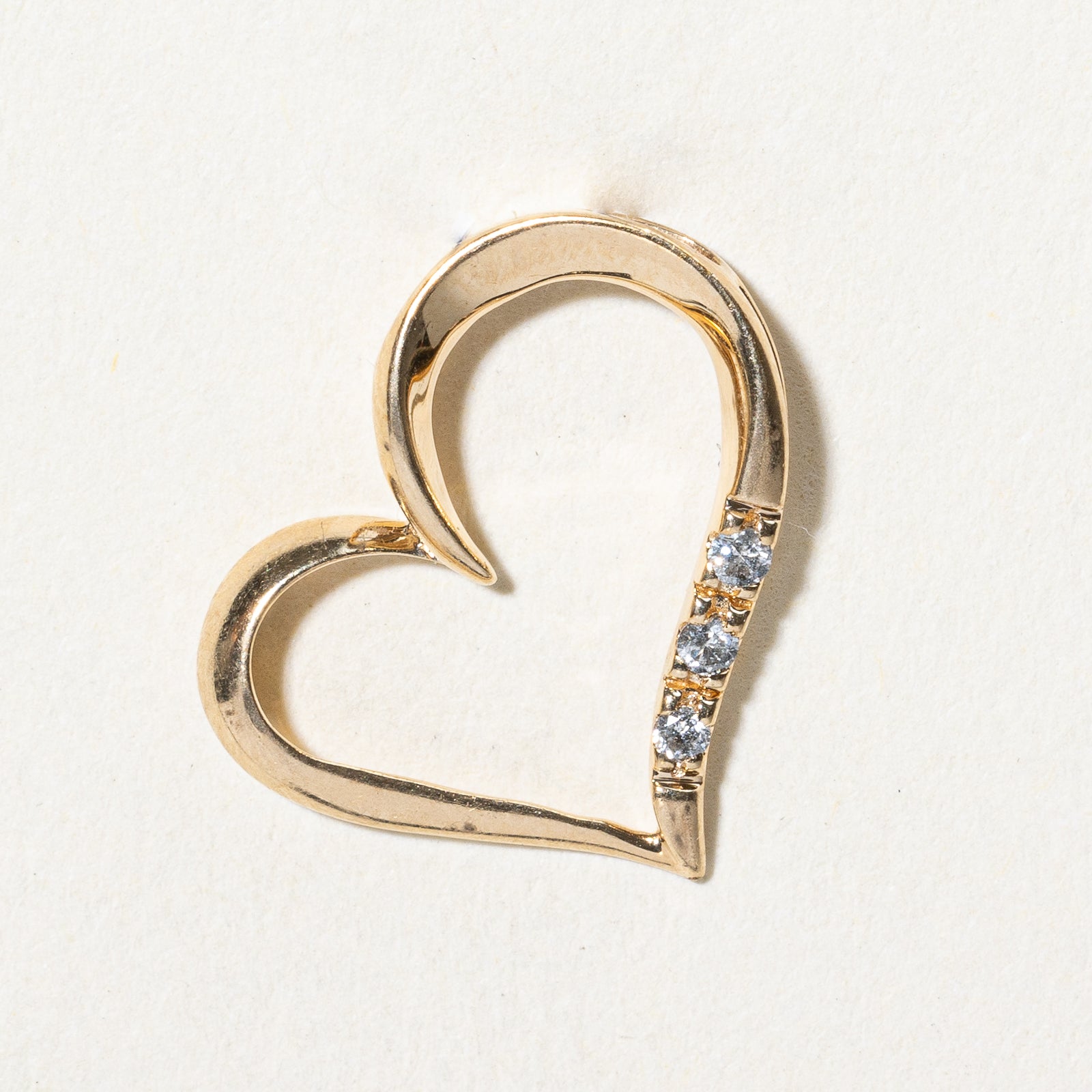 Three Stone Diamond Heart Pendant | 0.05ctw |