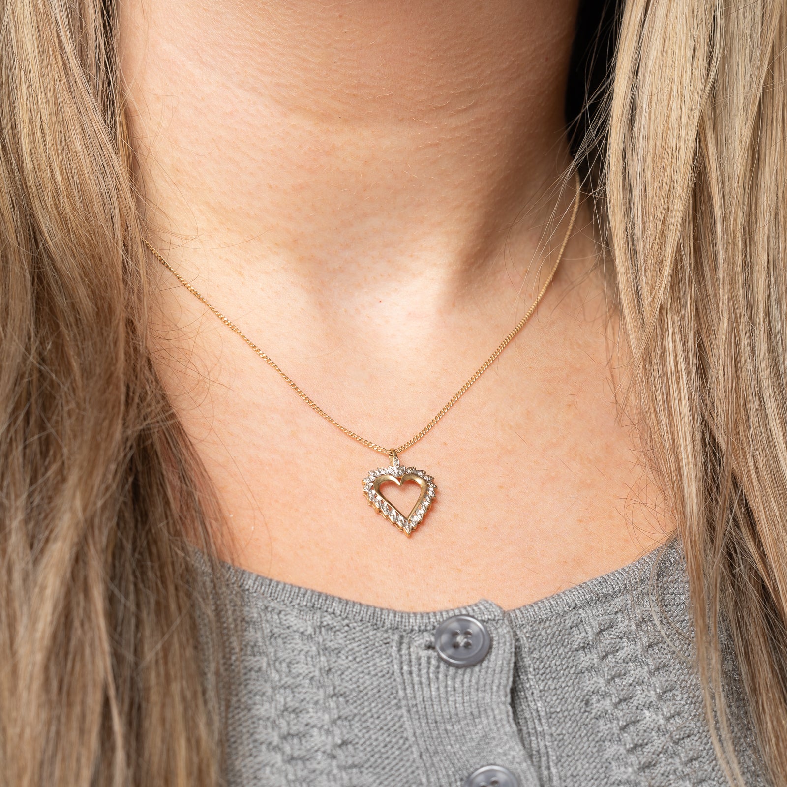 Two Tone Gold Diamond Heart Pendant | 0.005ct |