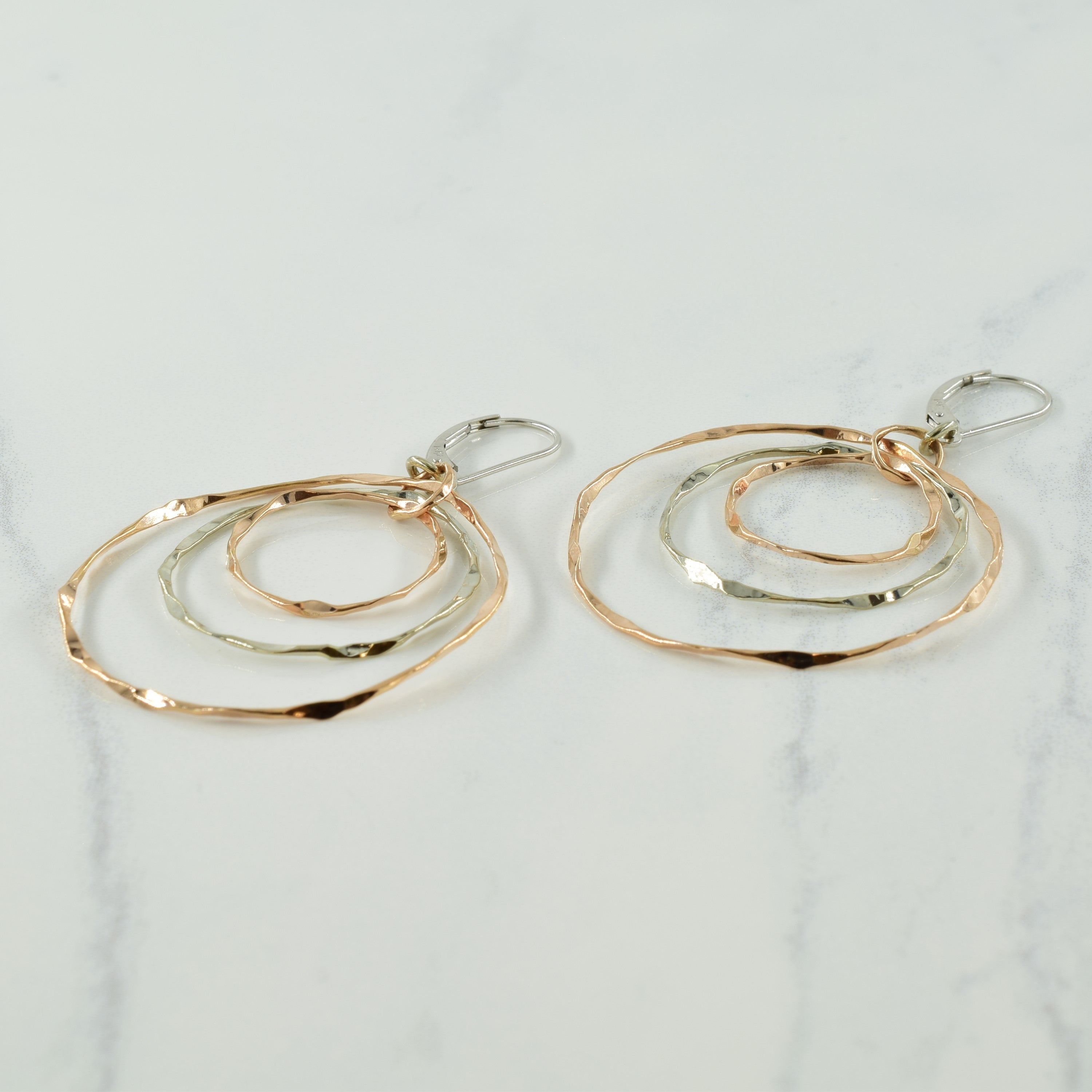 14k Rose & White Gold Drop Earrings