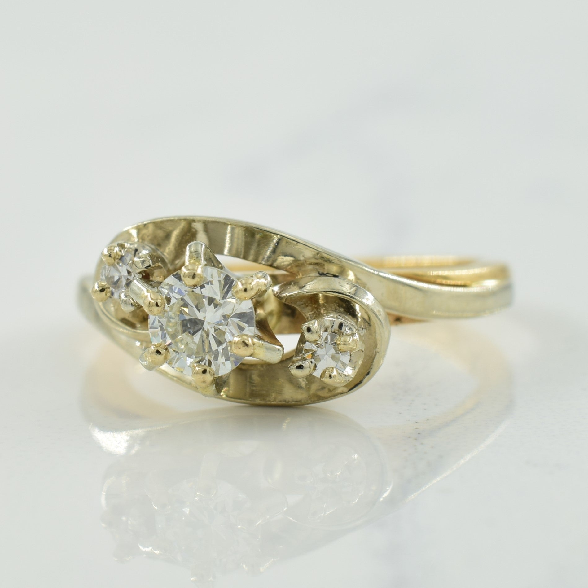 Three Stone Diamond Bypass Ring | 0.27ctw | SZ 3.25 |