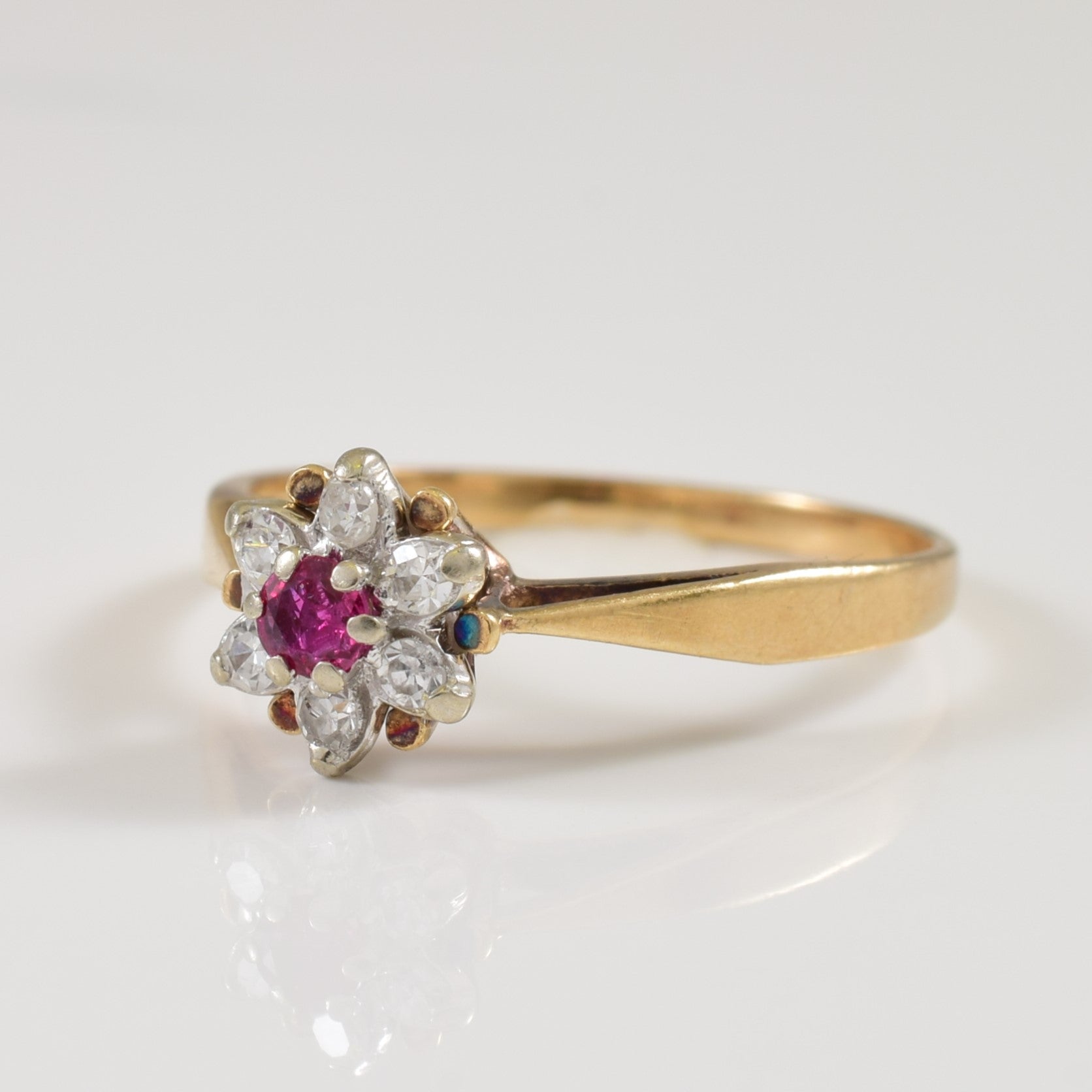 Diamond & Ruby Cathedral Ring | 0.10ctw, 0.09ct | SZ 5.75 |