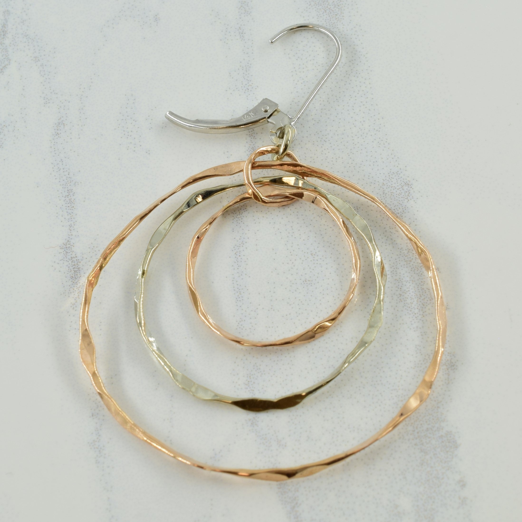 14k Rose & White Gold Drop Earrings
