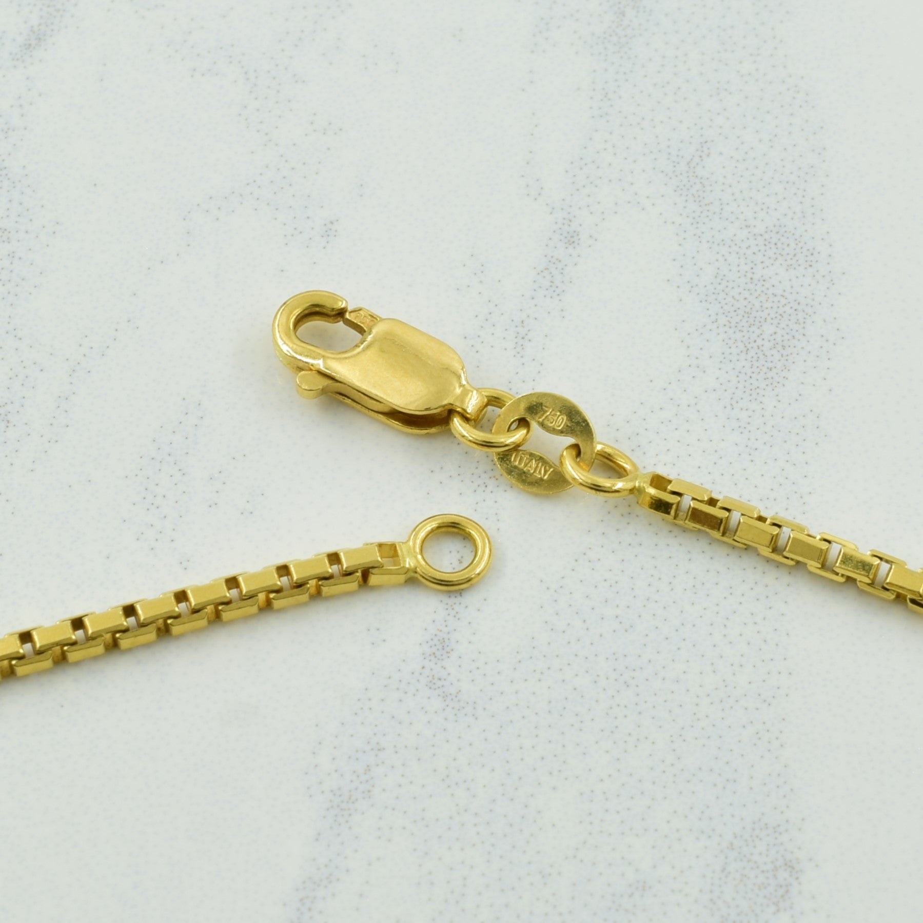 18k Yellow Gold Italian Hallmark Box Chain | 18" |