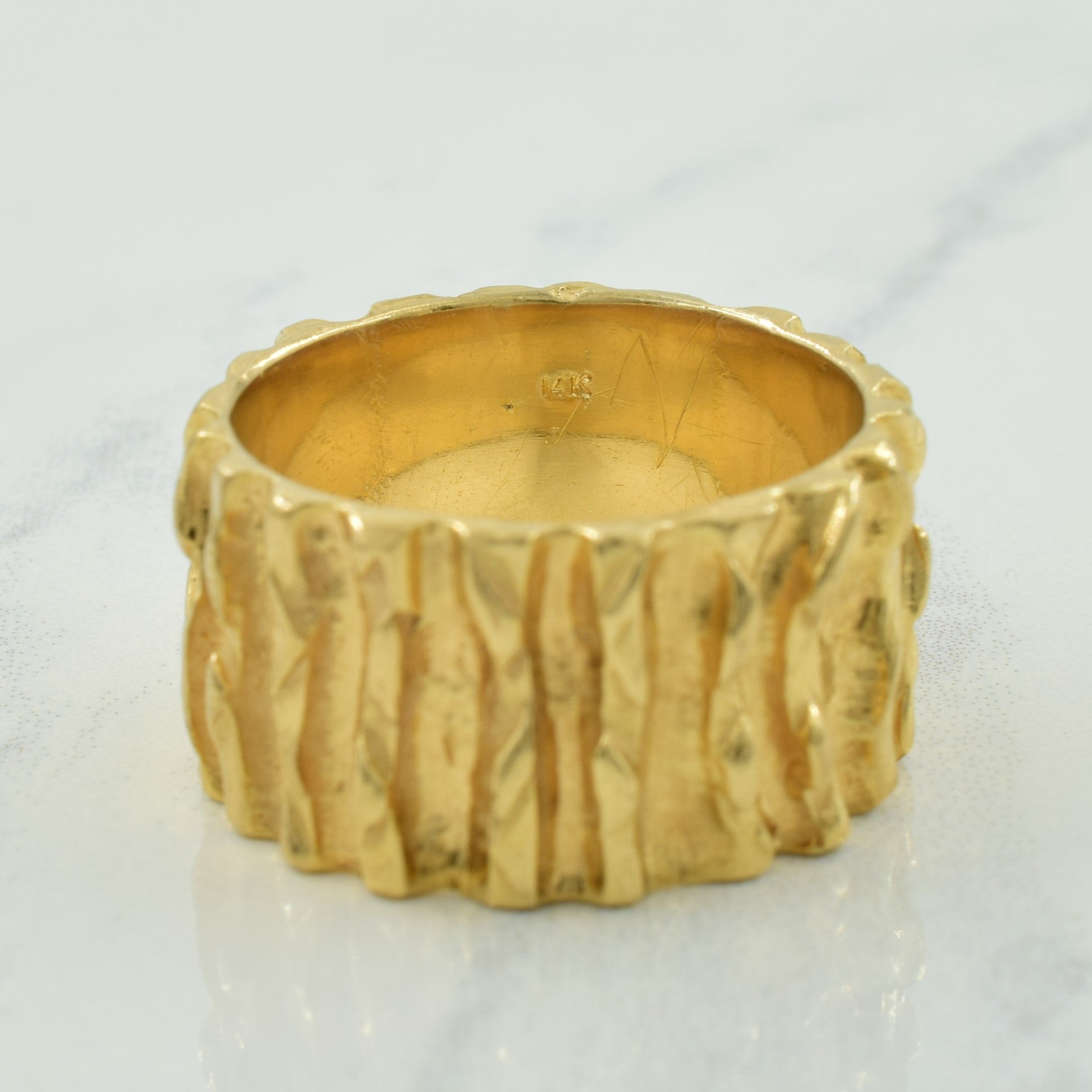 14k Yellow Gold Textured Band | SZ 10.75 |