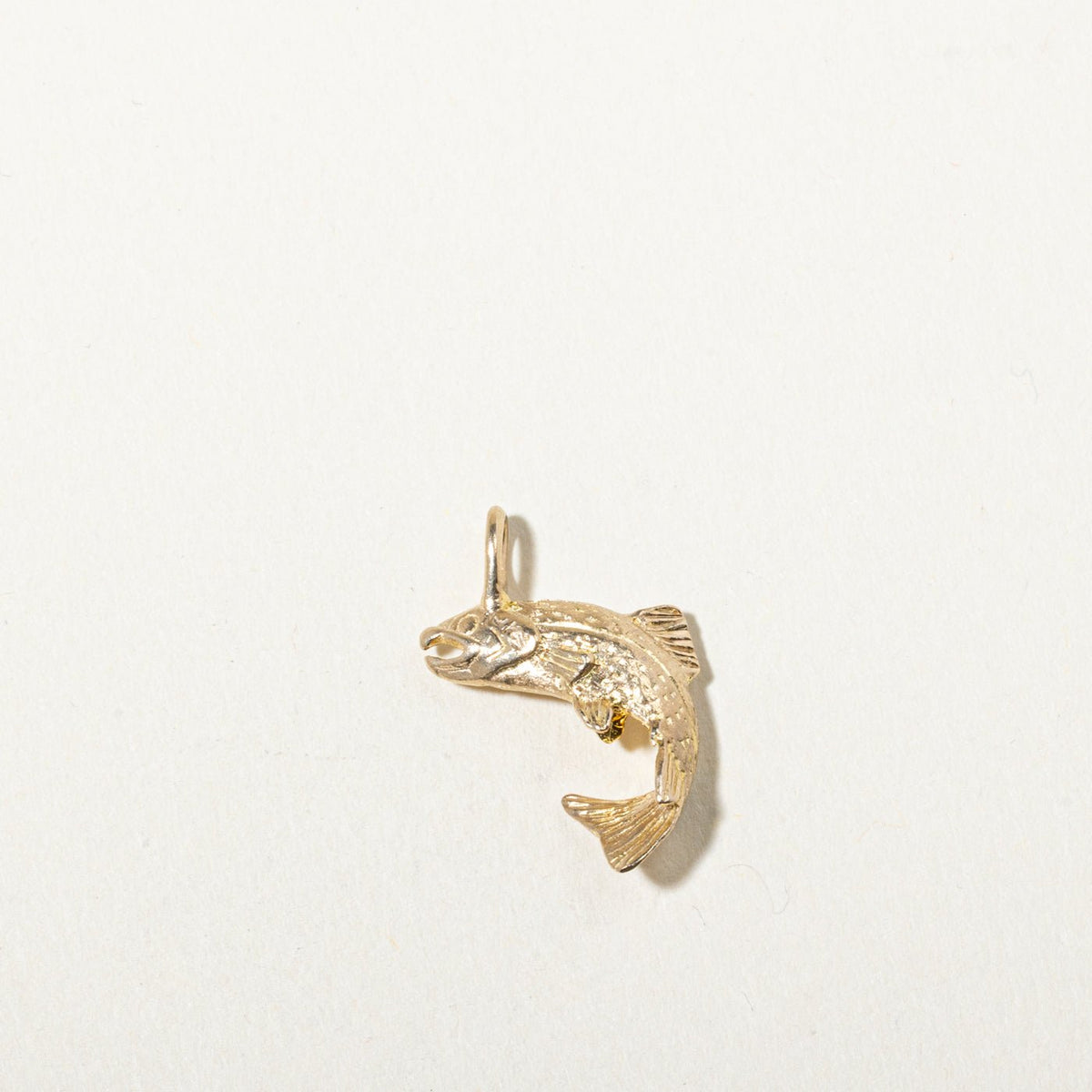 9k Yellow Gold Textured Salmon Charm