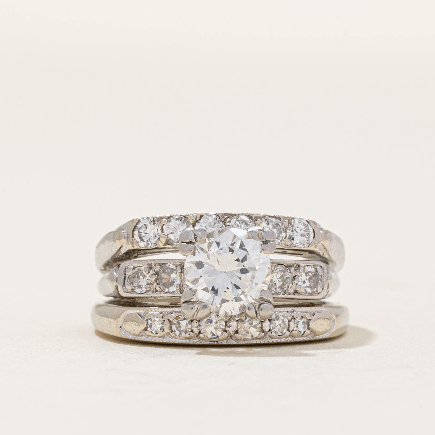 Diamond Wedding Ring Fused Set | 0.93ct SI1 H | 0.48ctw | SZ 5.5 |