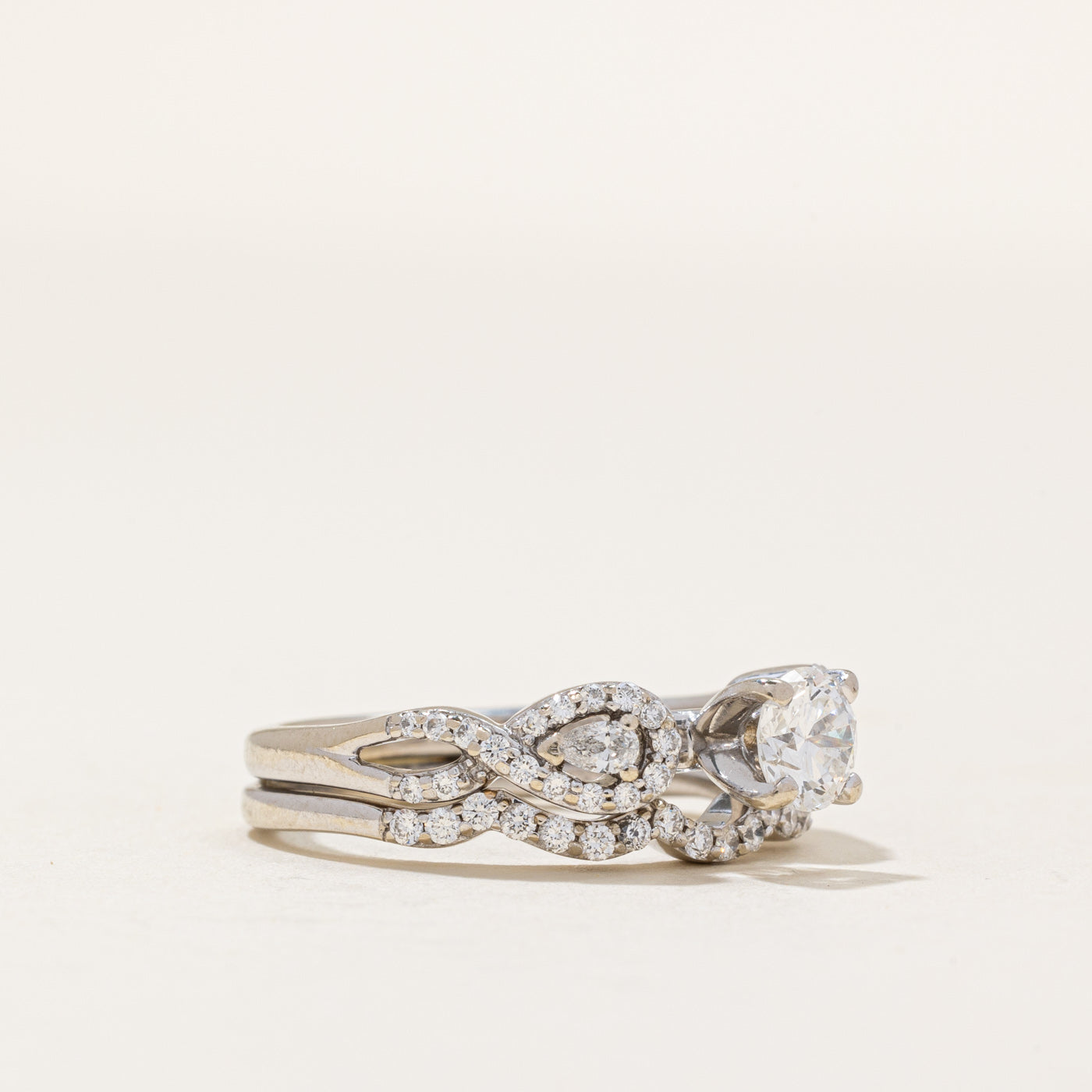 GIA Certified Diamond Ring Fused Wedding Set | 0.49ct I1 G | 0.37ctw | SZ 6 |