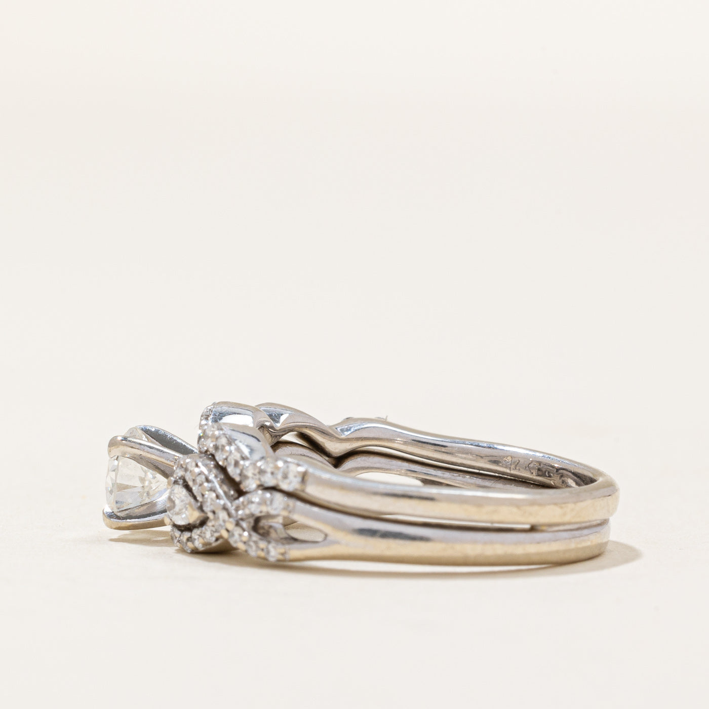 GIA Certified Diamond Ring Fused Wedding Set | 0.49ct I1 G | 0.37ctw | SZ 6 |