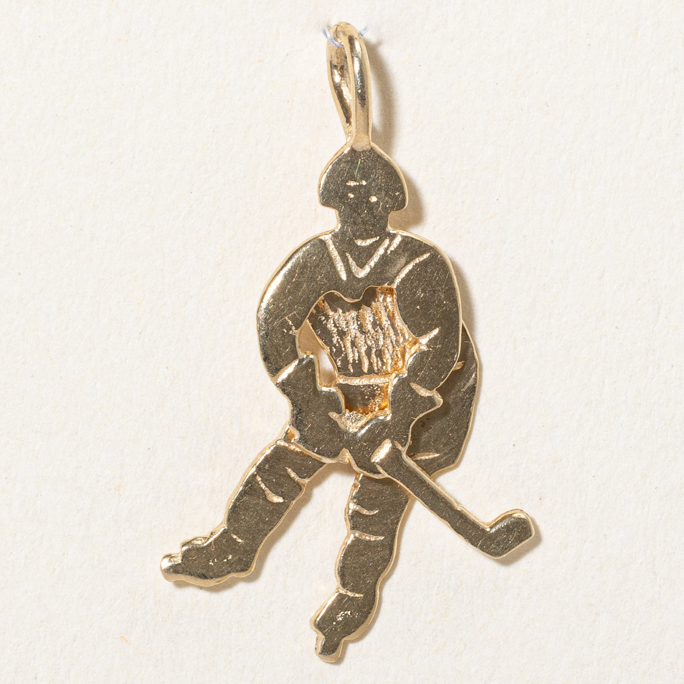 14k Yellow Gold Hockey Player Charm