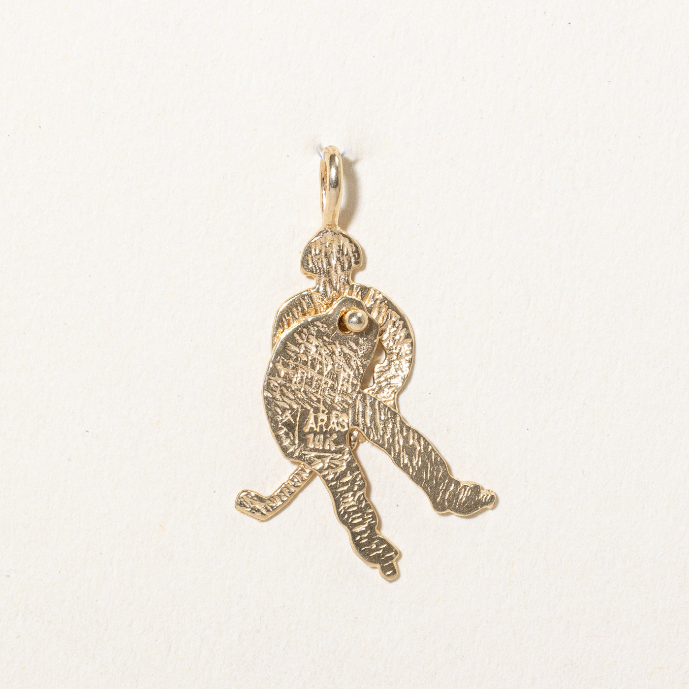 14k Yellow Gold Hockey Player Charm