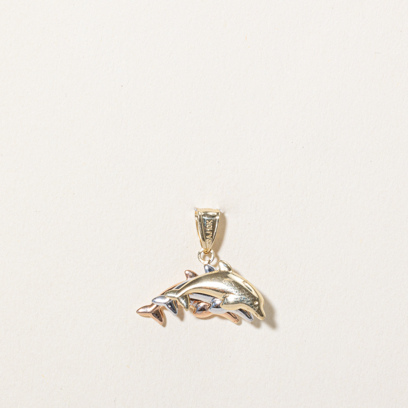 10k Tri Tone Gold Dolphin Pendant