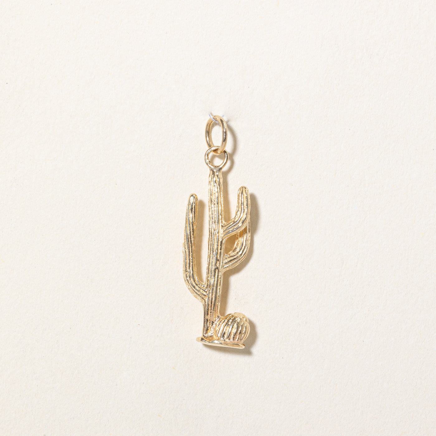 14k Yellow Gold Cactus Charm