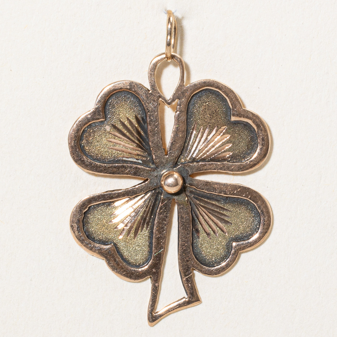 14k Yellow Gold Four Leaf Clover Charm