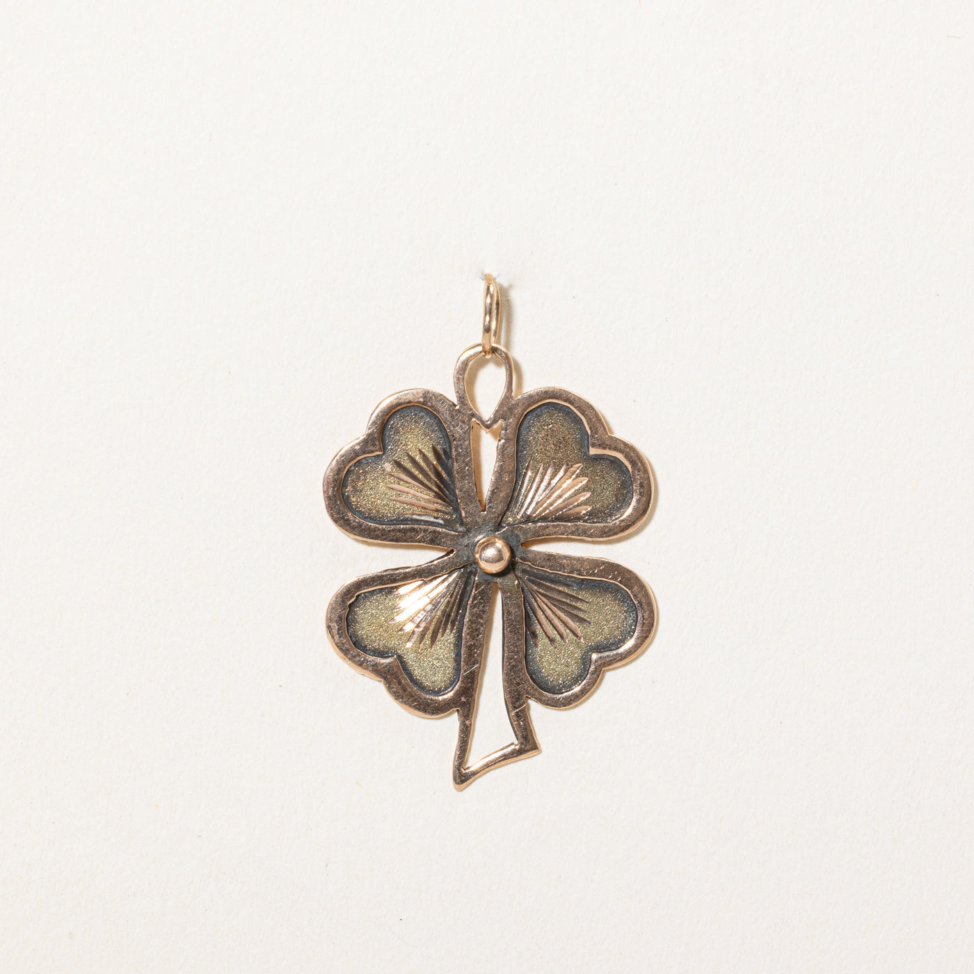 14k Yellow Gold Four Leaf Clover Charm