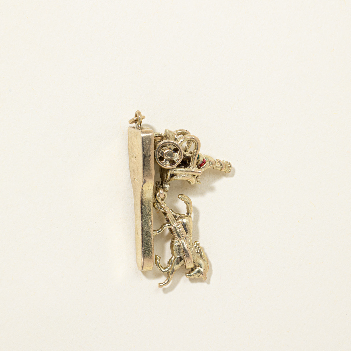 1963 London 9K Yellow Gold Kinetic Roman Chariot Charm