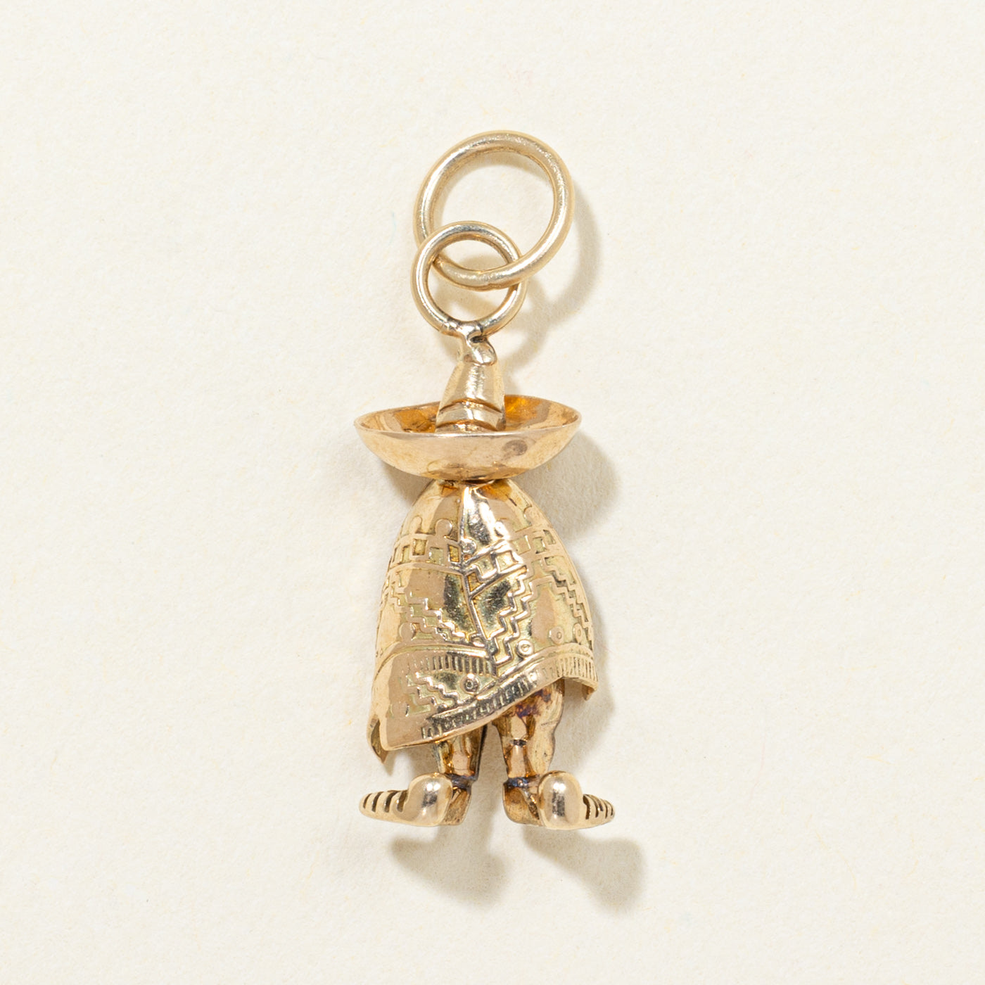 14K Yellow Gold Mexican Sombrero & Poncho Charm