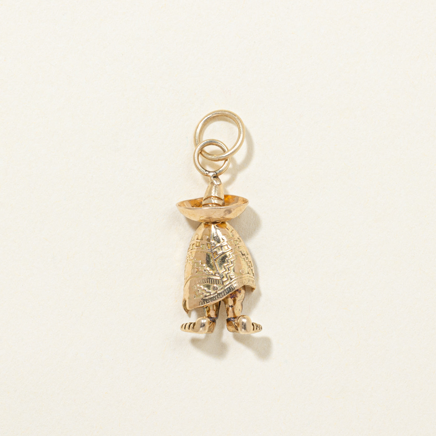 14K Yellow Gold Mexican Sombrero & Poncho Charm