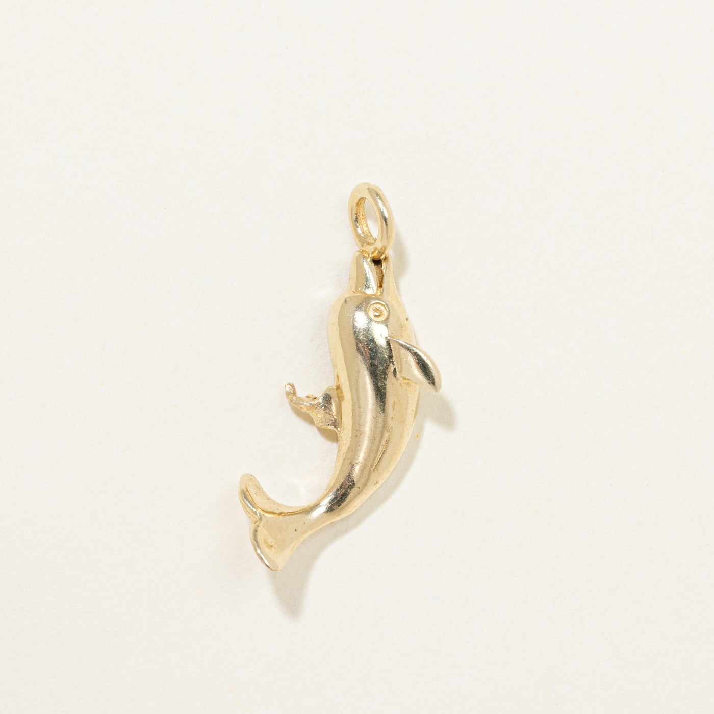 14K Yellow Gold Leaping Dolphin Charm
