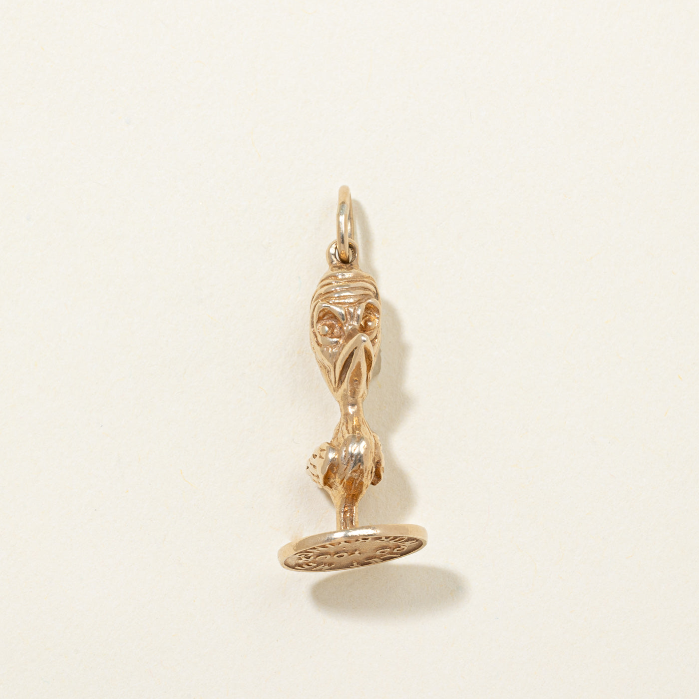 10K Yellow Gold "Worry Bird" Charm